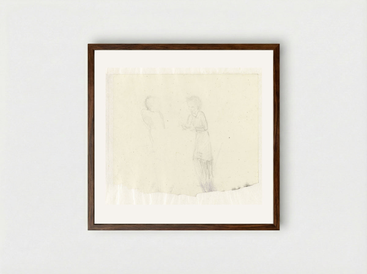 Twee vrouwen met elkaar in gesprek - Aat Breur-Hibma - Framed Print Dark Wood