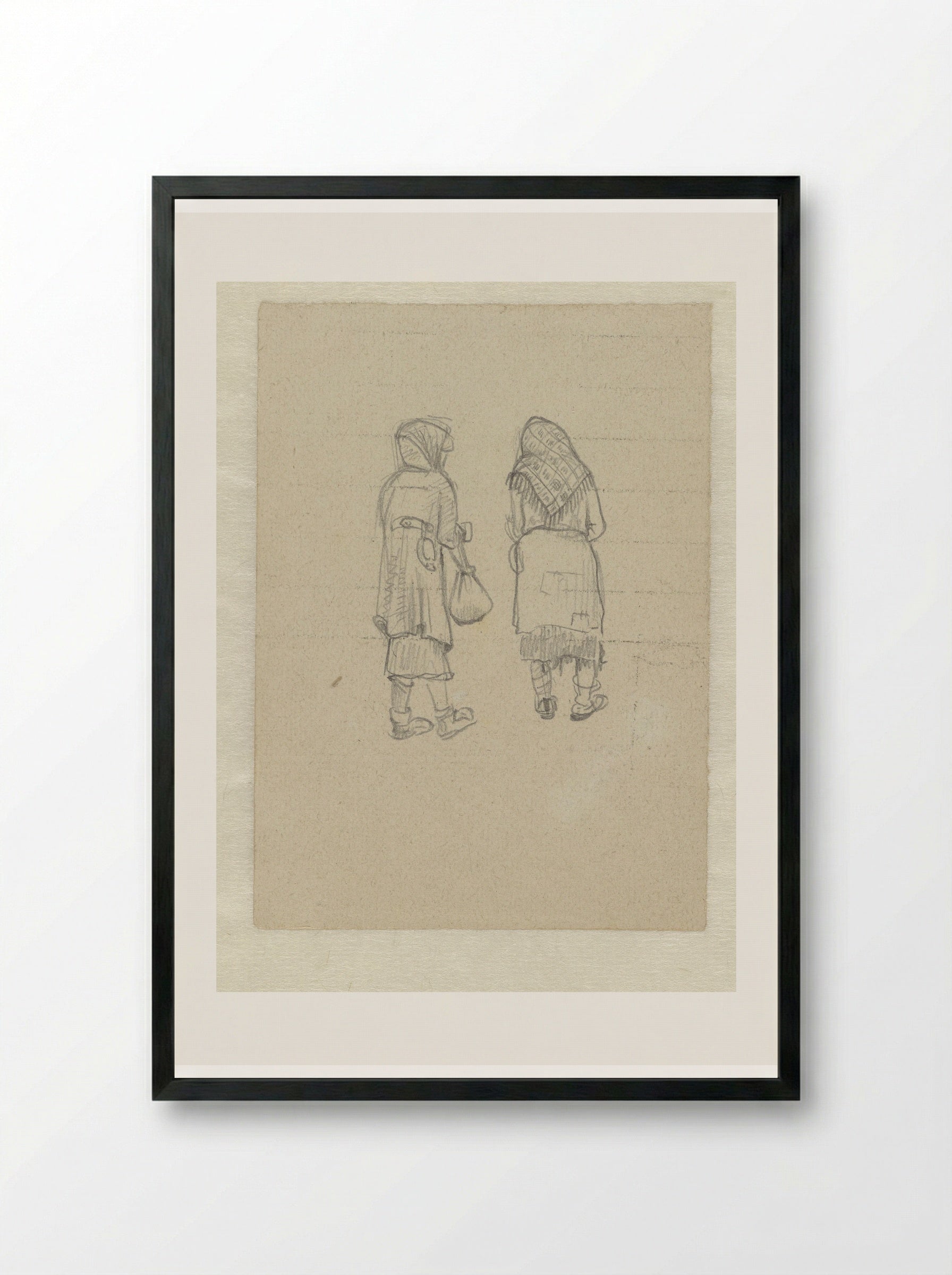Twee vrouwen op de rug gezien in Ravensbrück - Aat Breur-Hibma - Framed Print Black