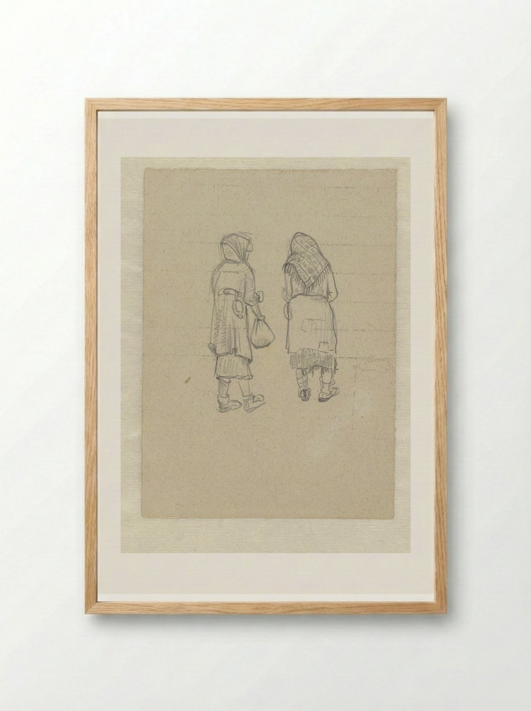 Twee vrouwen op de rug gezien in Ravensbrück - Aat Breur-Hibma - Framed Print Wood