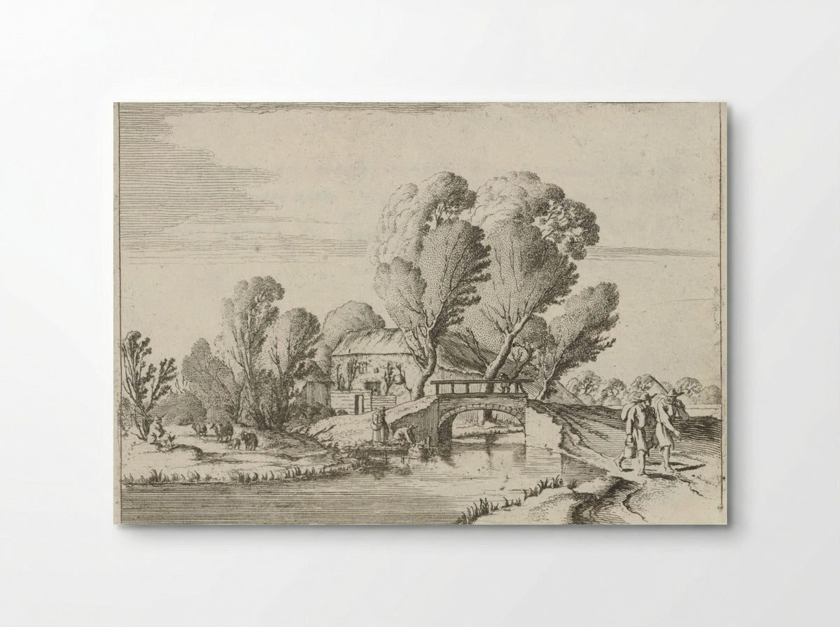 Twee wandelaars bij een kanaal - Gillis van Scheyndel (I) - Poster