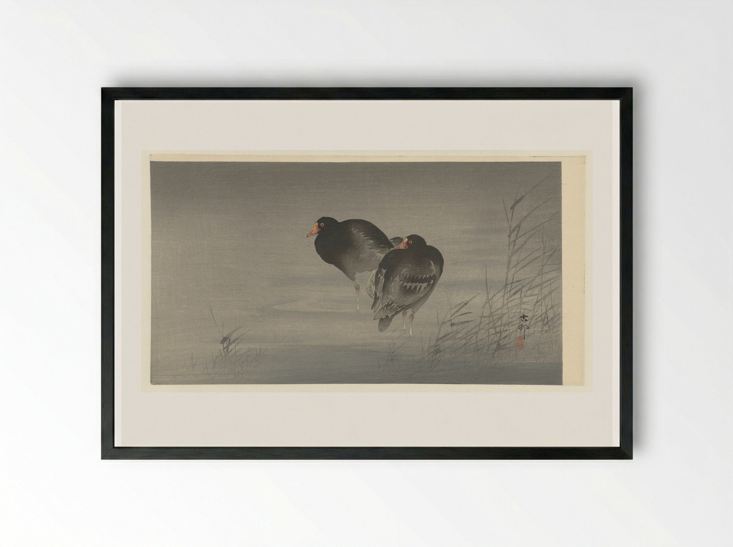 Twee waterhoentjes - Matsuki Heikichi - Framed Print Black