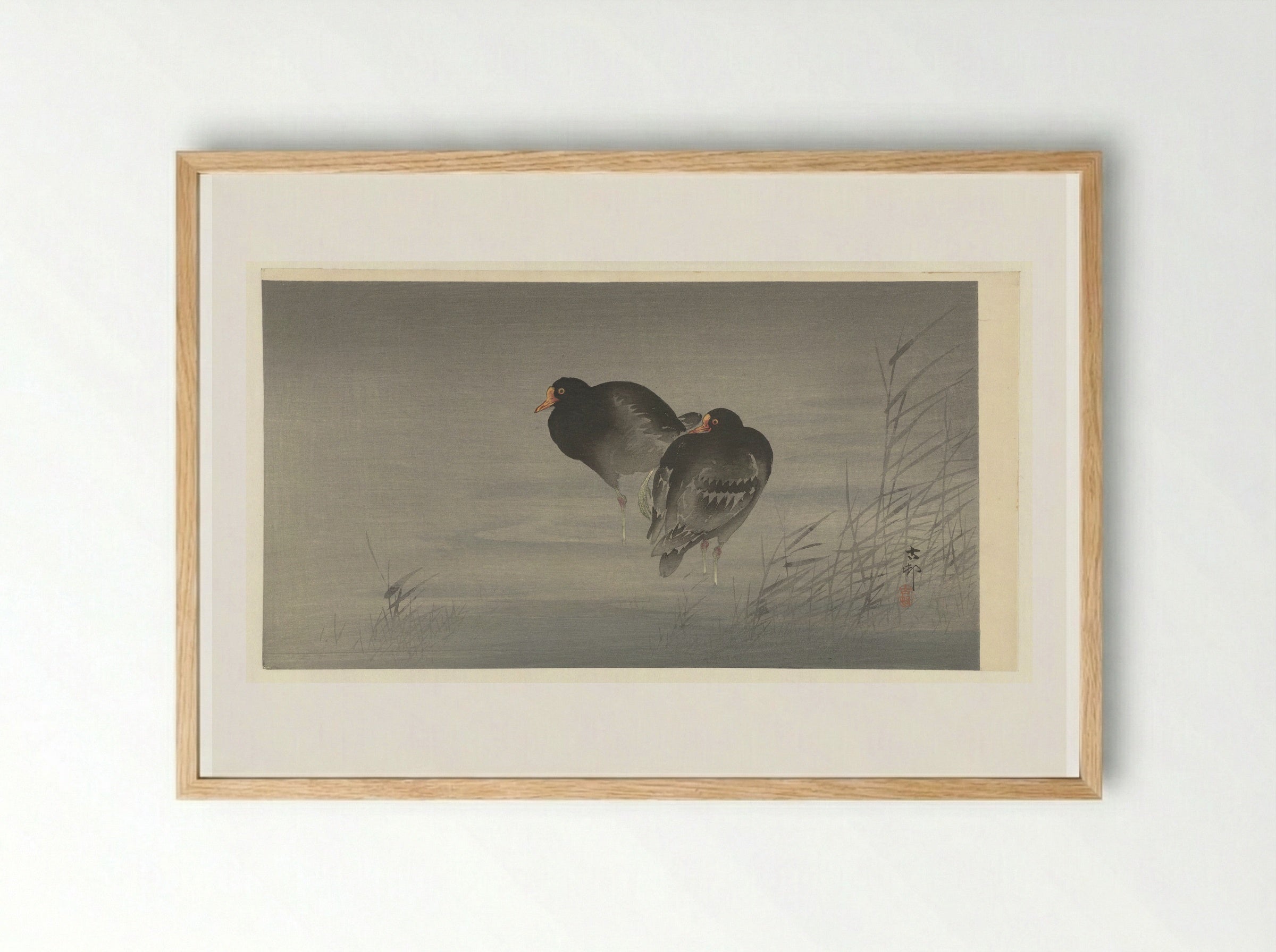 Twee waterhoentjes - Matsuki Heikichi - Framed Print Wood