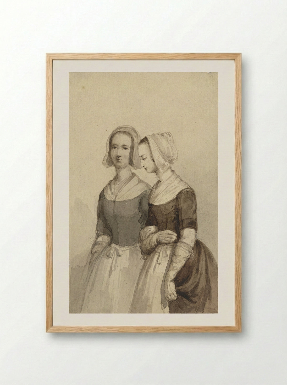 Twee weesmeisjes (Two Orphan Girls) - Johannes Christiaan d' Arnaud Gerkens - Framed Print Wood