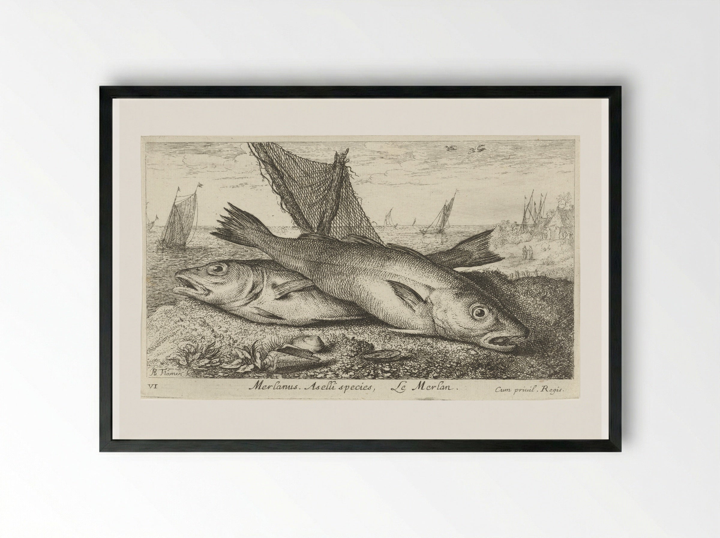 Twee wijtingen op het strand - Albert Flamen - Framed Print Black