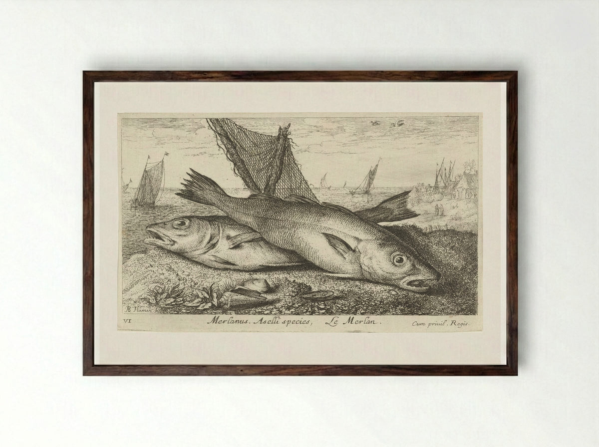 Twee wijtingen op het strand - Albert Flamen - Framed Print Dark Wood