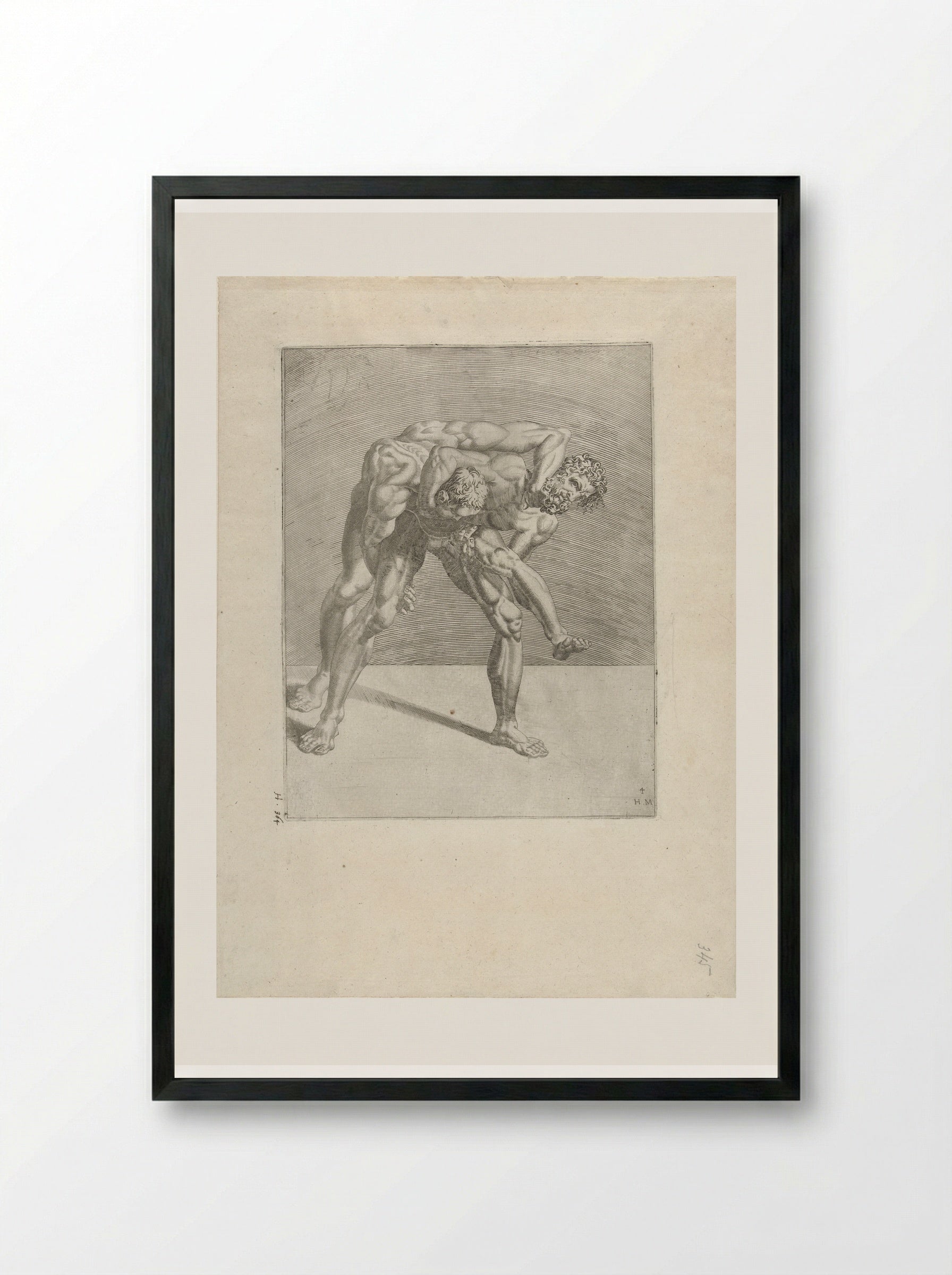 Twee worstelaars (Two Wrestlers) - Dirck Volckertsz. Coornhert - Framed Print Black