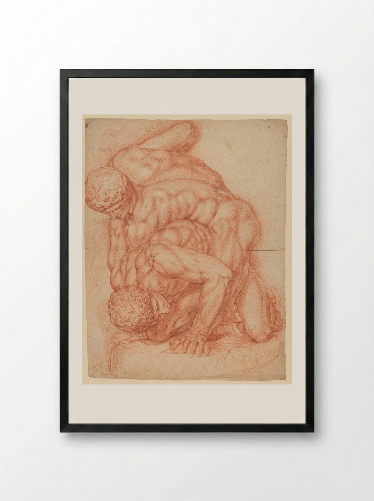 Twee worstelende mannen - Willem Doudijns - Framed Print Black