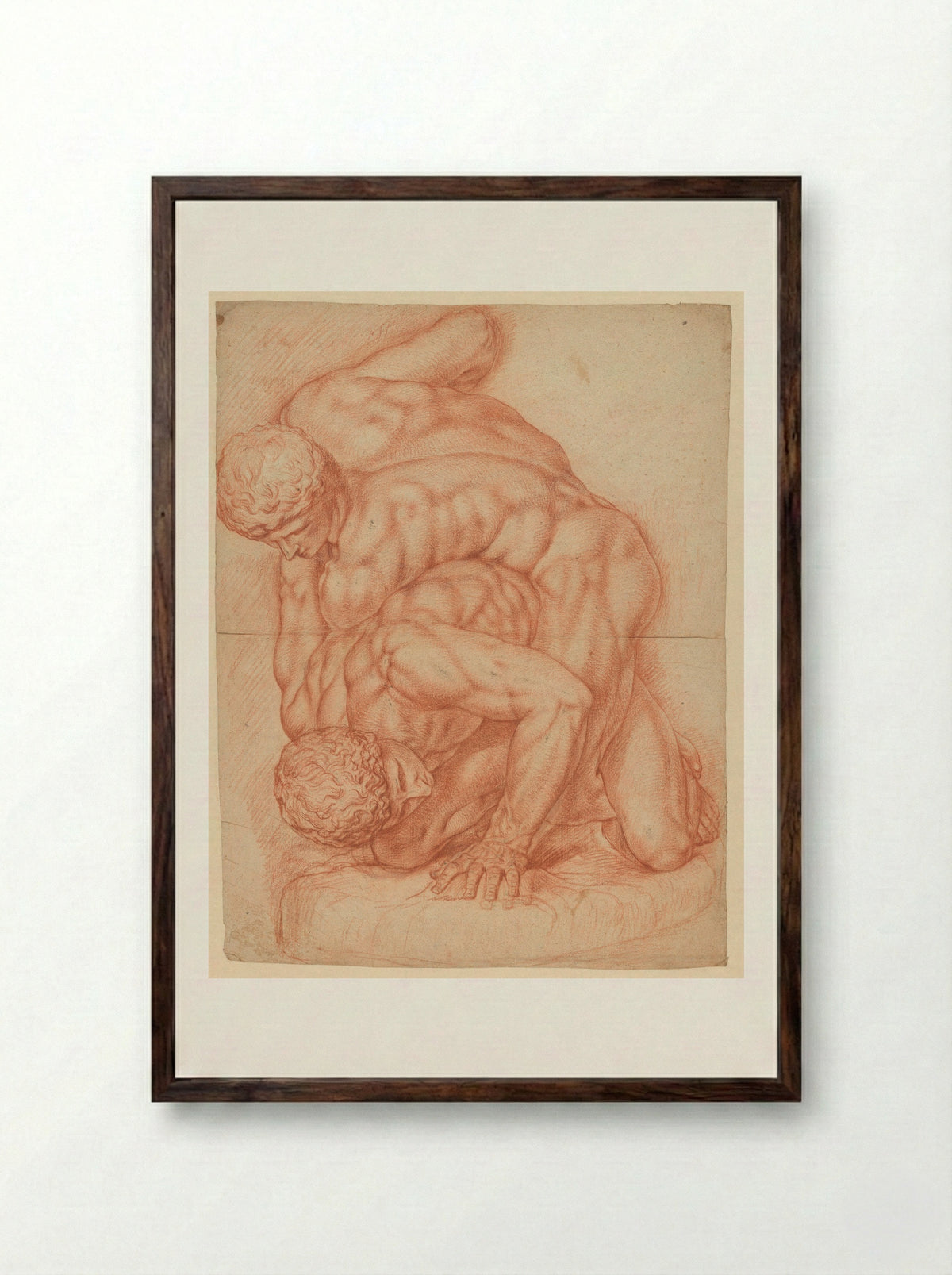 Twee worstelende mannen - Willem Doudijns - Framed Print Dark Wood