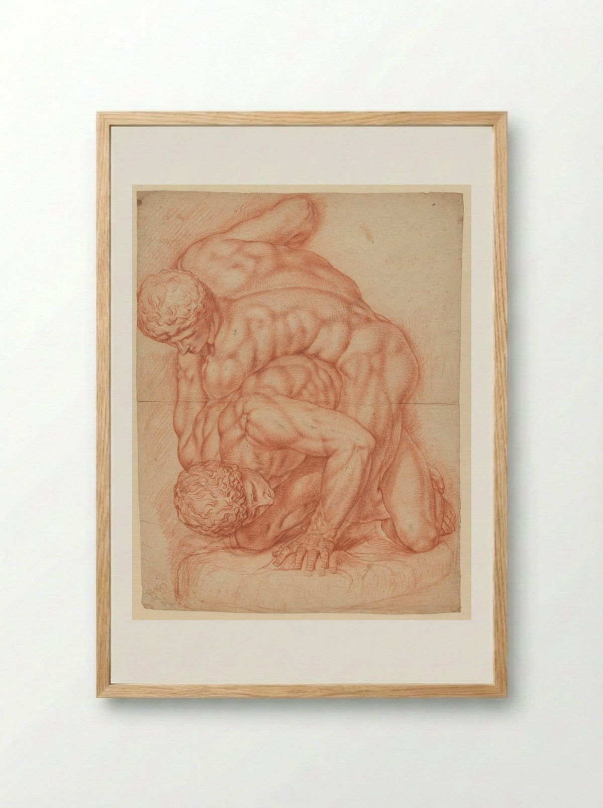 Twee worstelende mannen - Willem Doudijns - Framed Print Wood