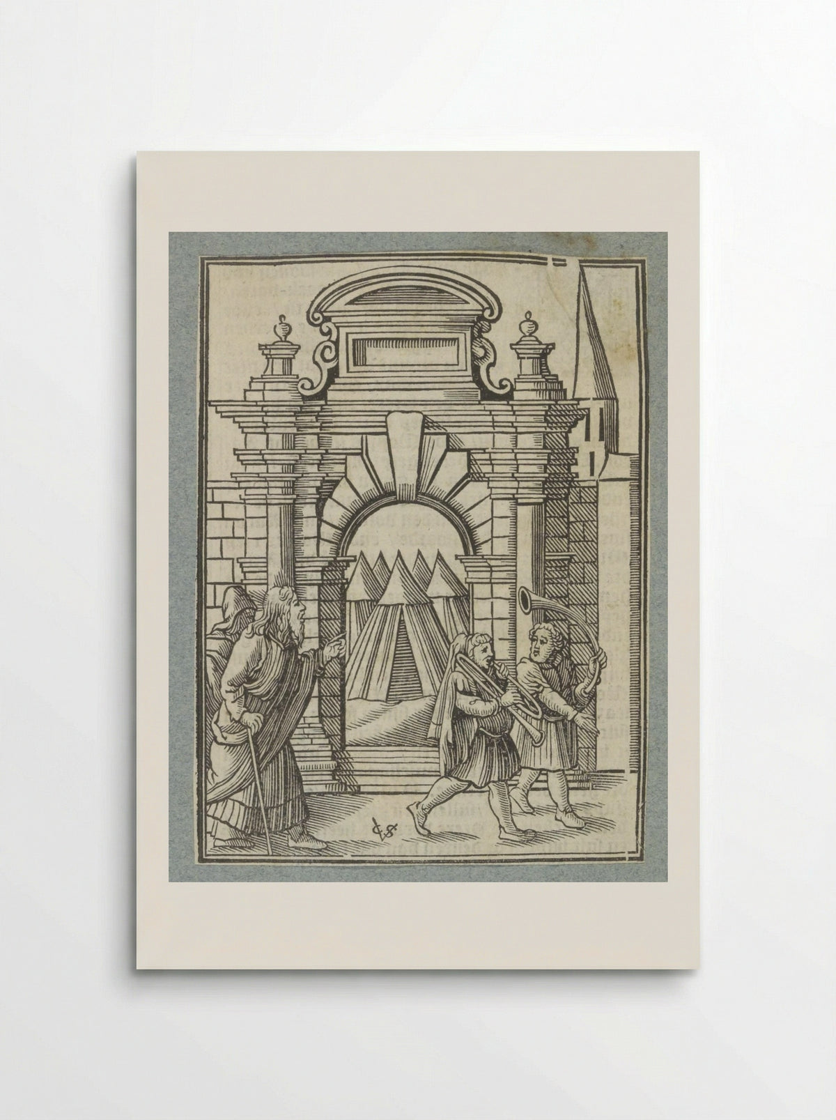 Twee zilveren trompetten worden gebruikt om de gemeenschap bijeen te roepen - Pieter Jacobsz. Paets - Poster