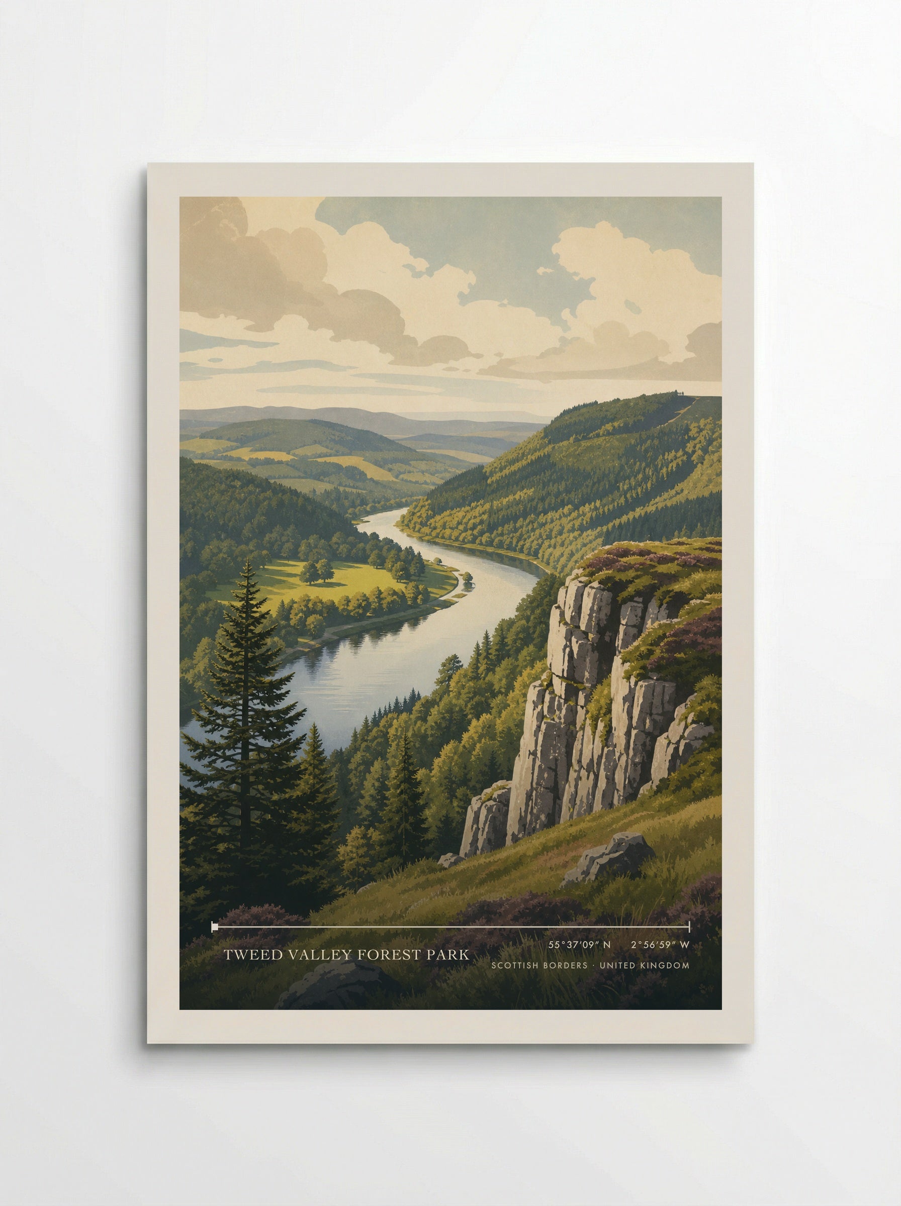 Tweed Valley Forest Park Scottish Borders United Kingdom Travel Poster - Poster