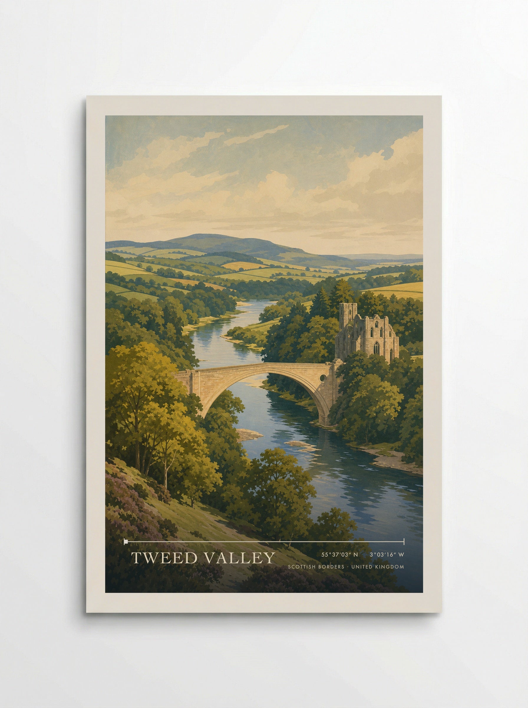 Tweed Valley Scottish Borders United Kingdom Travel Poster - Poster