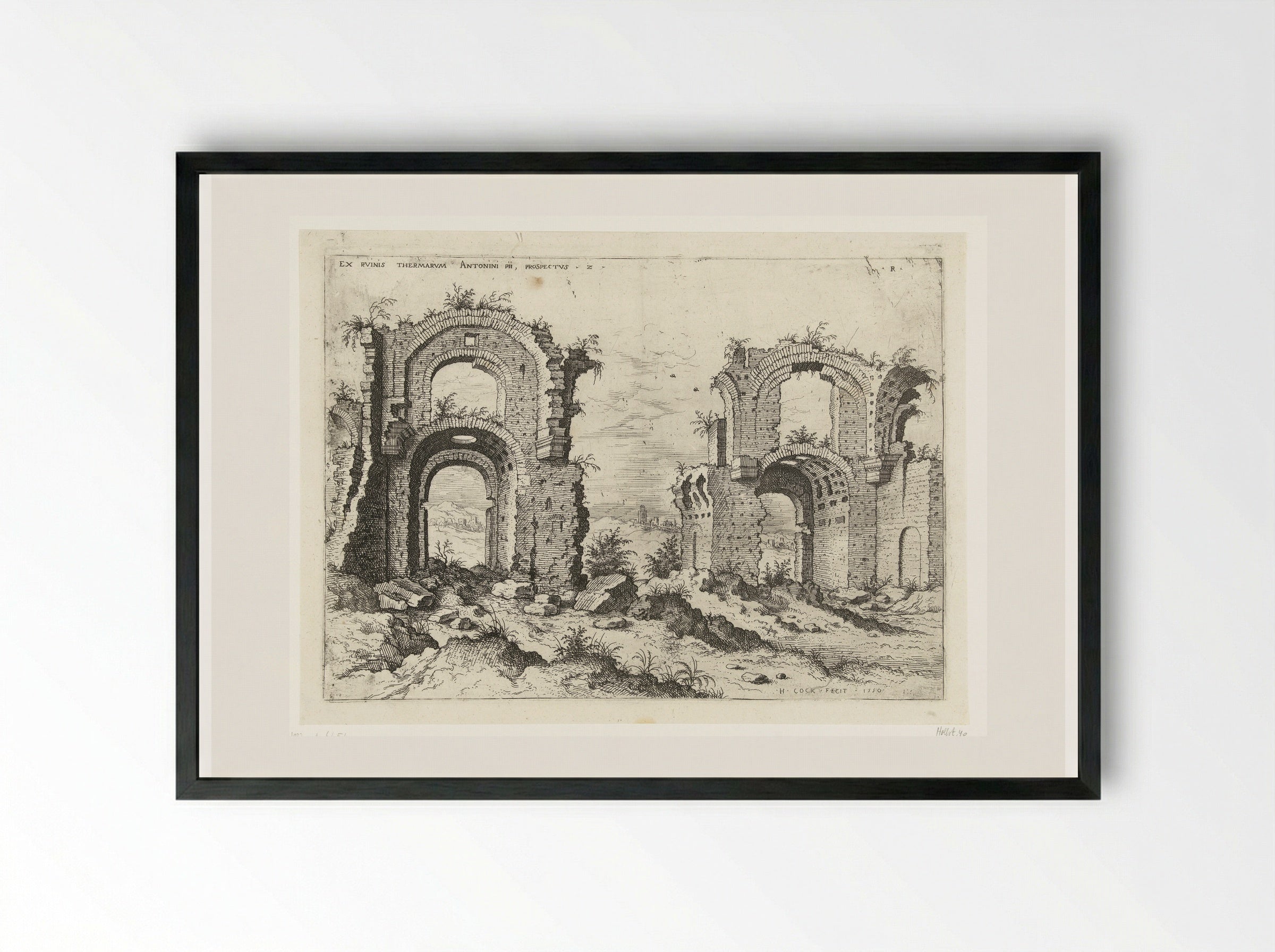 Tweede gezicht op de Thermen van Diocletianus - Hieronymus Cock - Framed Print Black