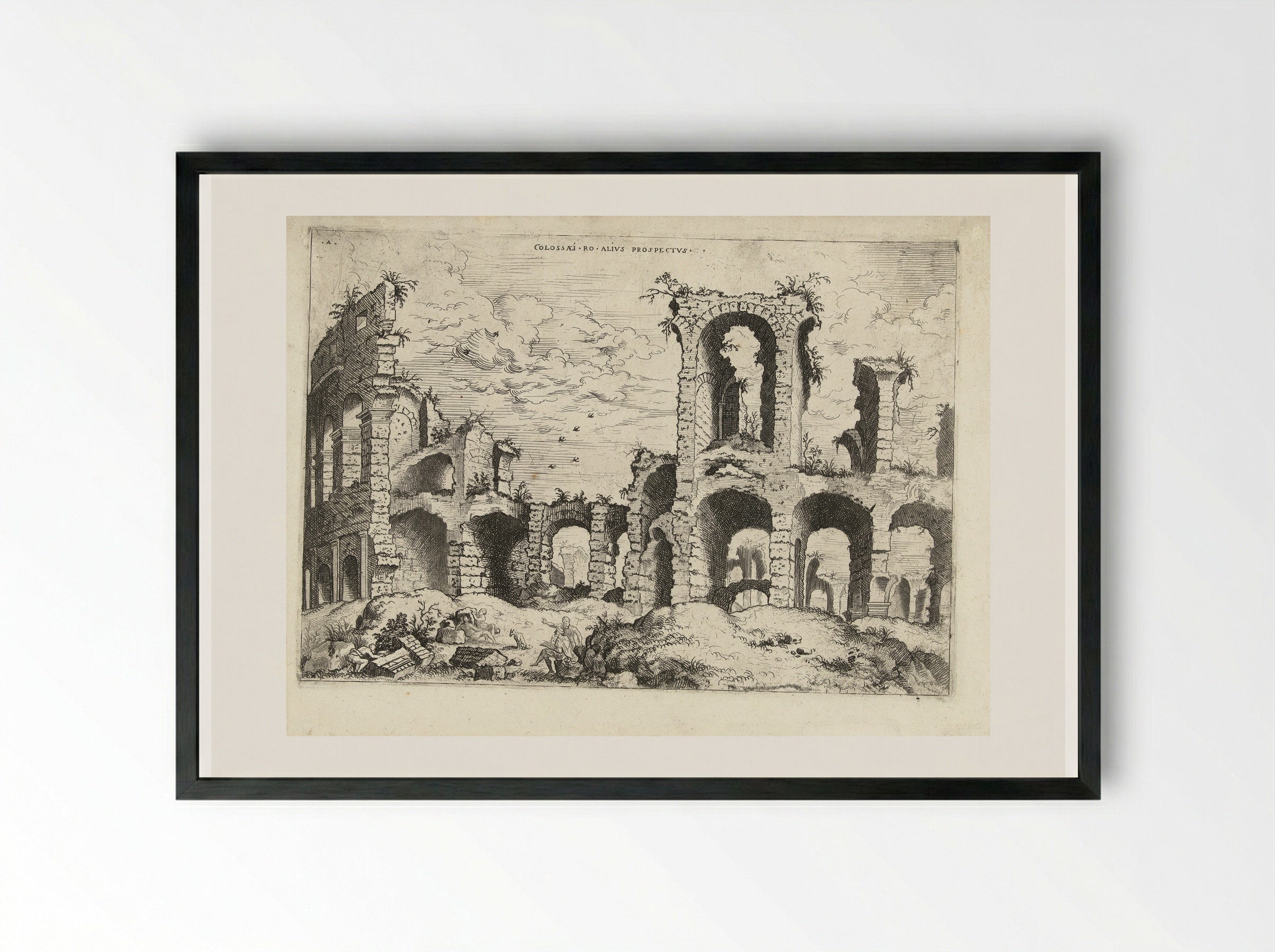 Tweede gezicht op het Colosseum te Rome - Hieronymus Cock - Framed Print Black