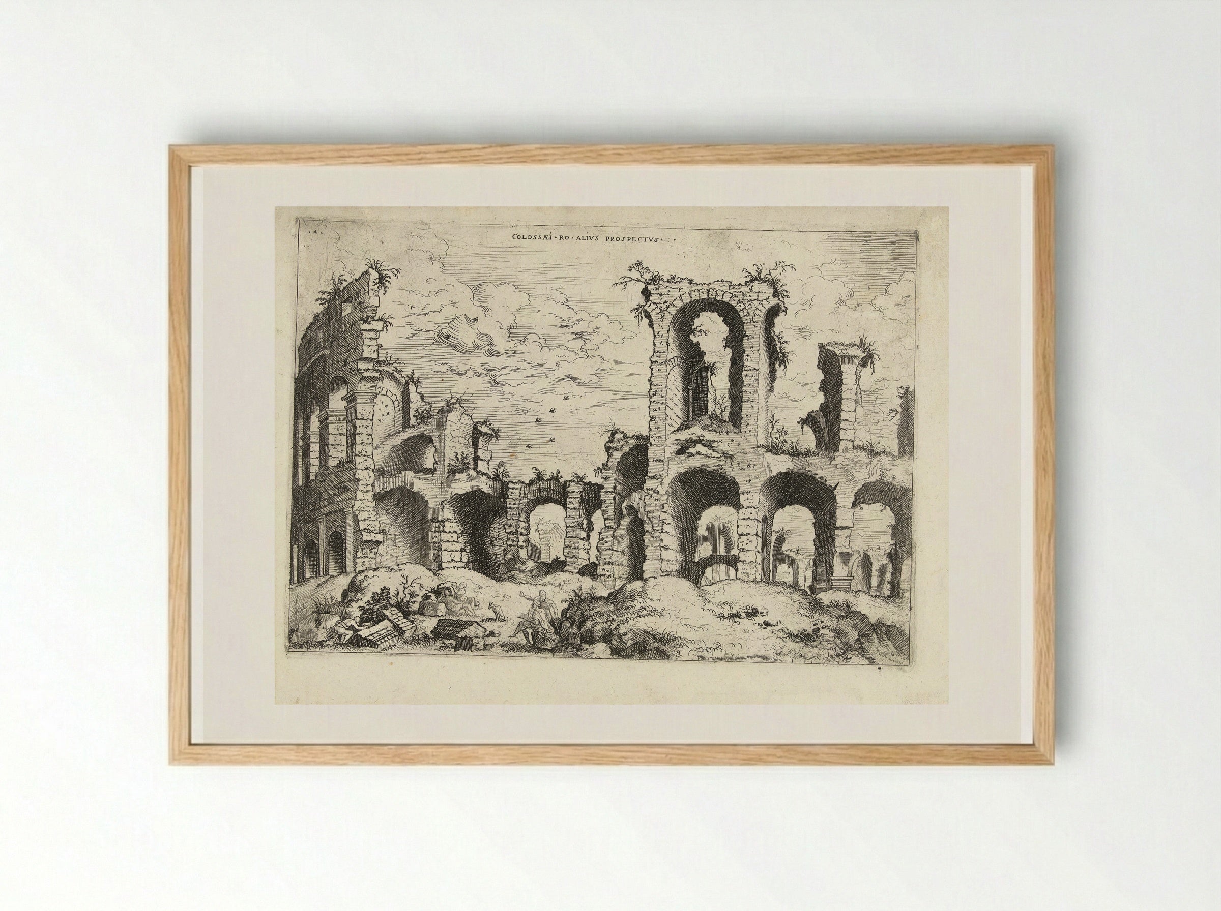 Tweede gezicht op het Colosseum te Rome - Hieronymus Cock - Framed Print Wood