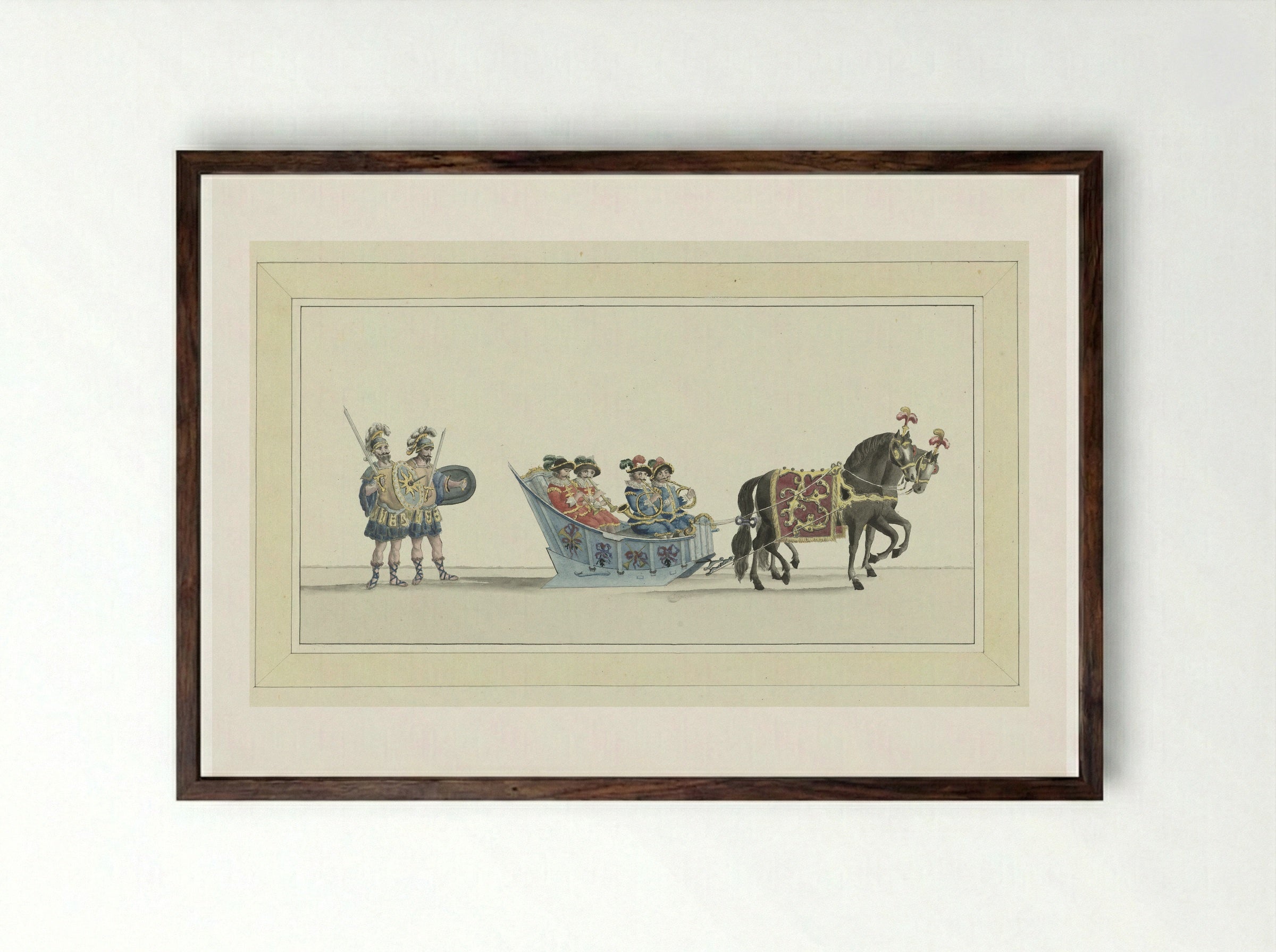 Tweede slede (Second Sleigh) - Abraham Delfos - Framed Print Dark Wood