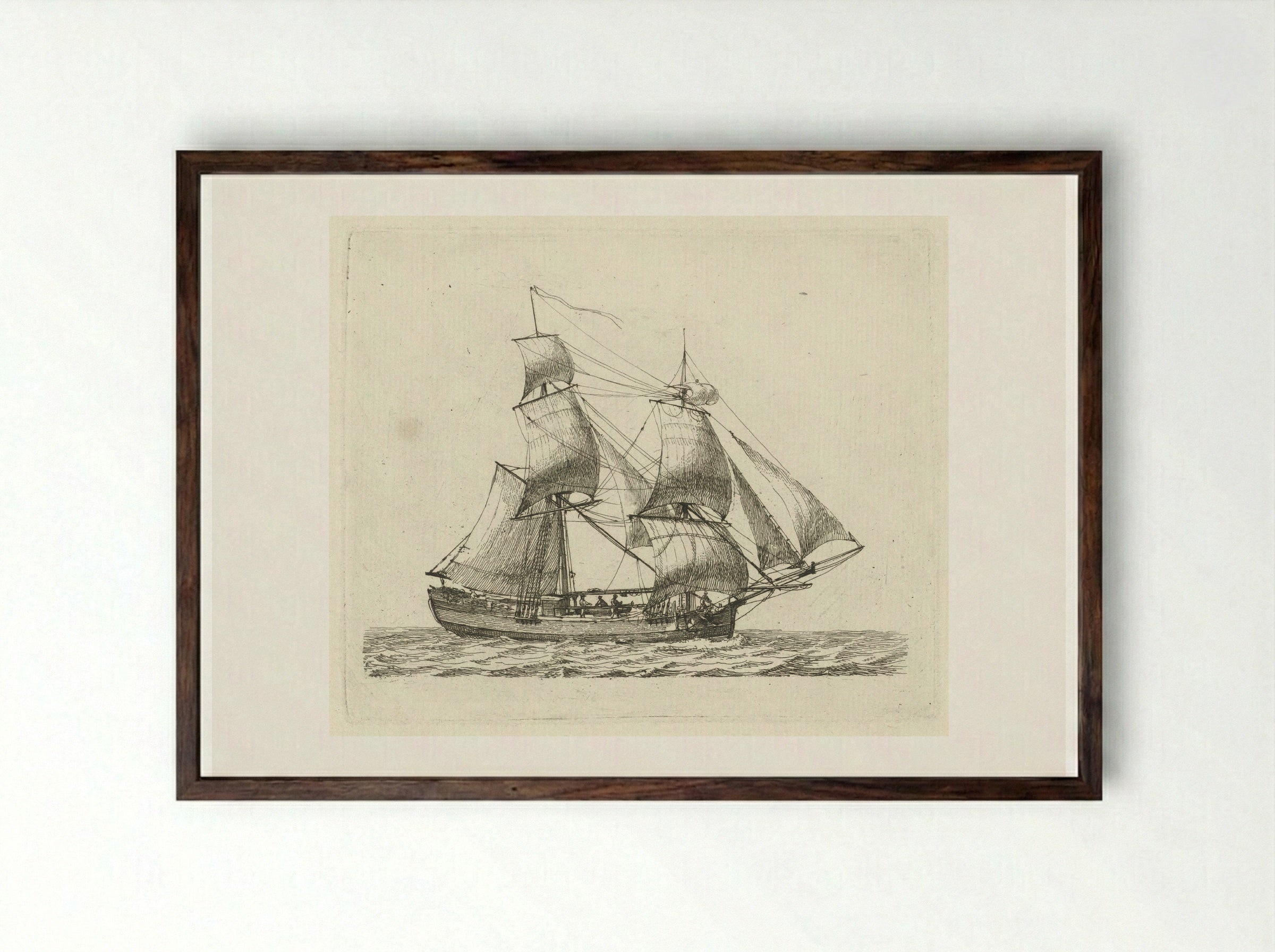 Tweemaster op water - Gerrit Groenewegen - Framed Print Dark Wood