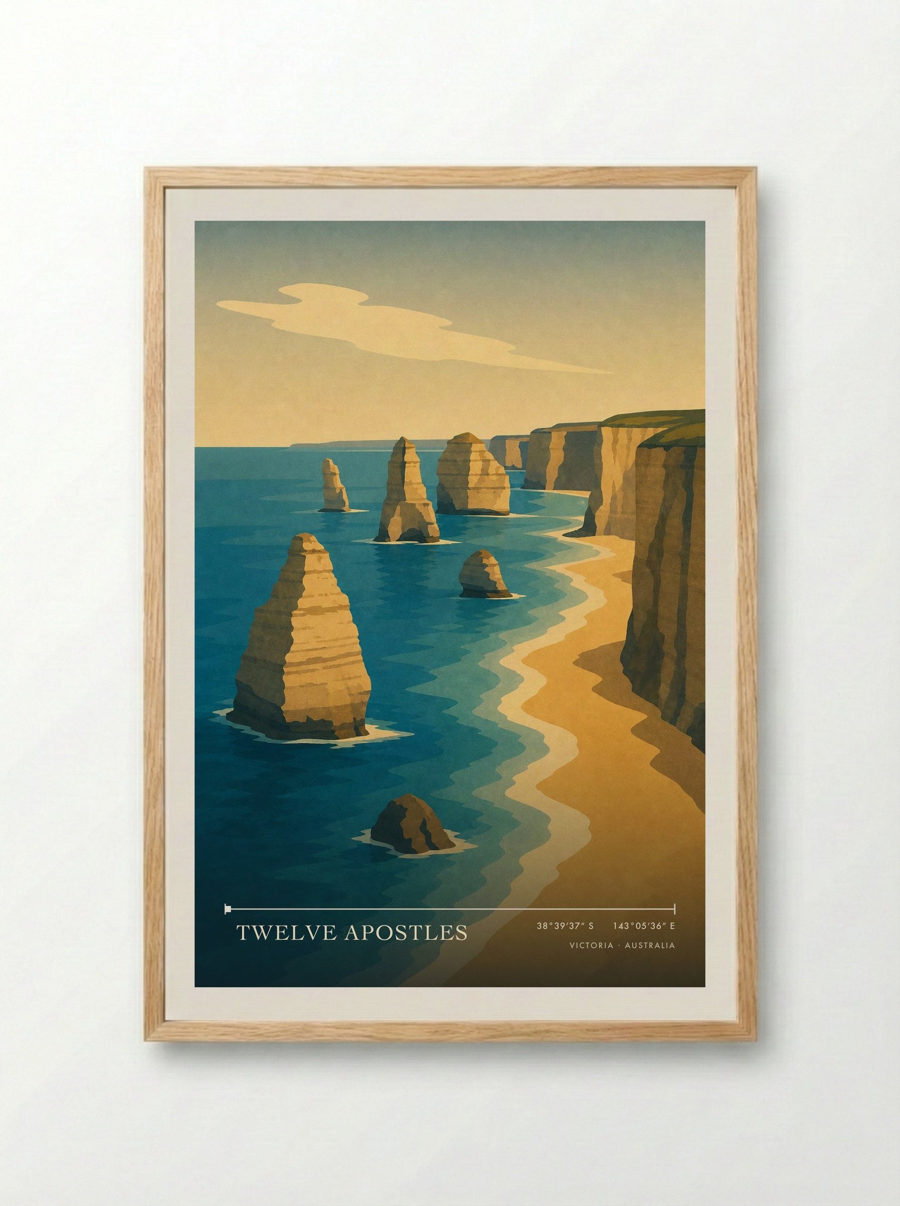 Twelve Apostles Travel Poster Artwork - Framed Print Wood