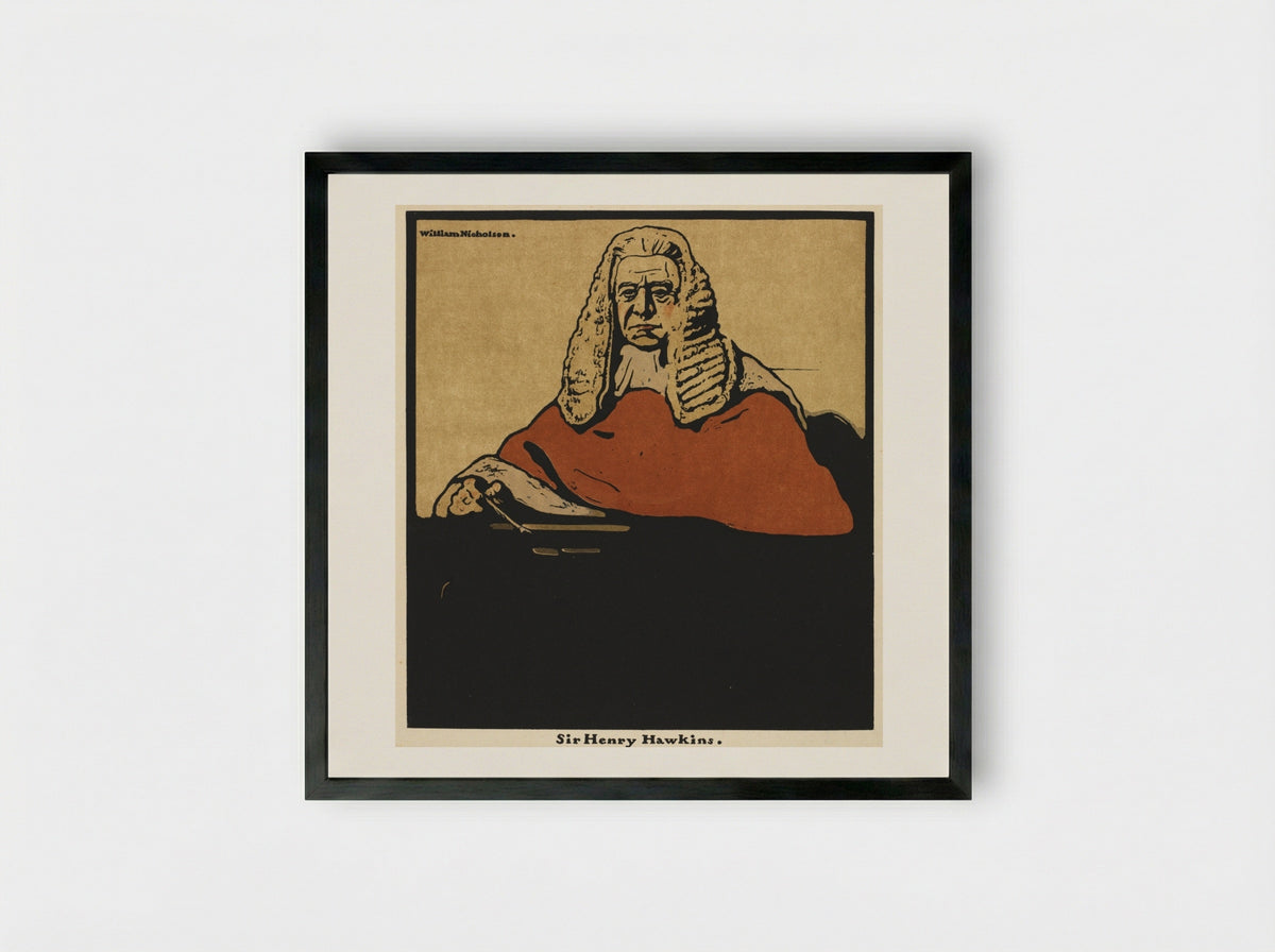 Twelve Portraits: Sir Henry Hawkins - William Nicholson - Framed Print Black