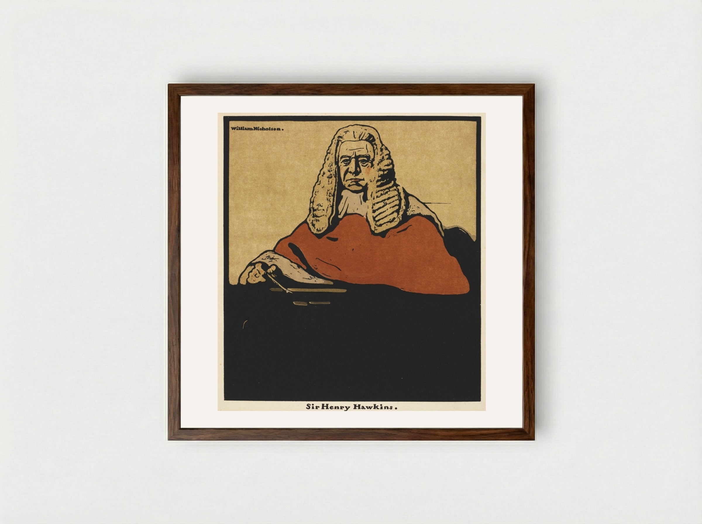 Twelve Portraits: Sir Henry Hawkins - William Nicholson - Framed Print Dark Wood