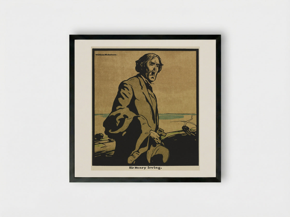 Twelve Portraits: Sir Henry Irving - William Nicholson - Framed Print Black