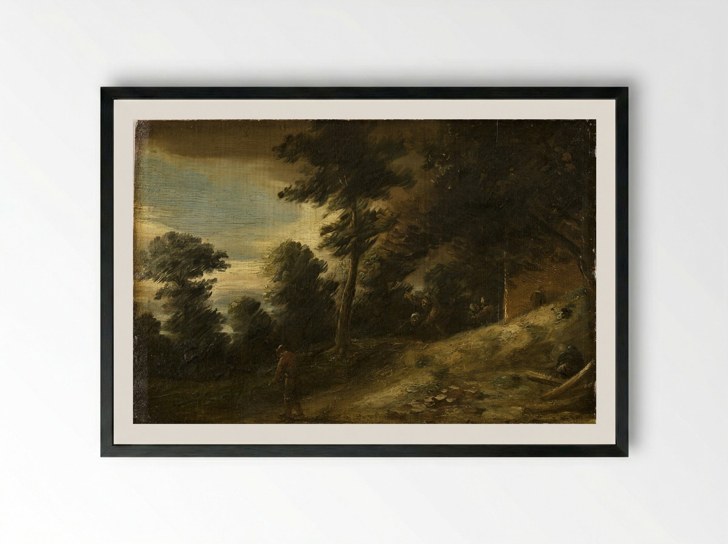 Twilight Landscape - Adriaen Brouwer - Framed Print Black