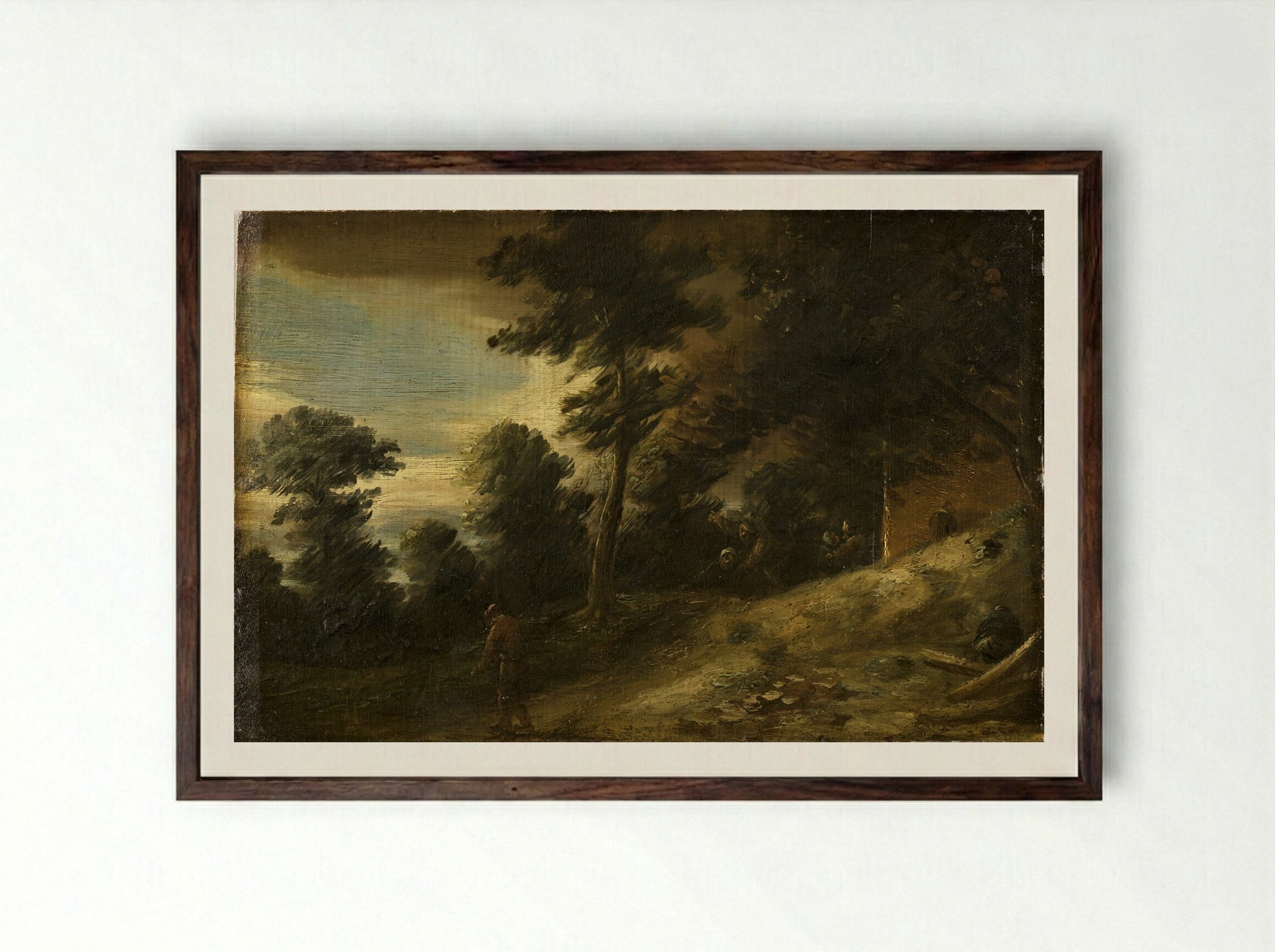 Twilight Landscape - Adriaen Brouwer - Framed Print Dark Wood