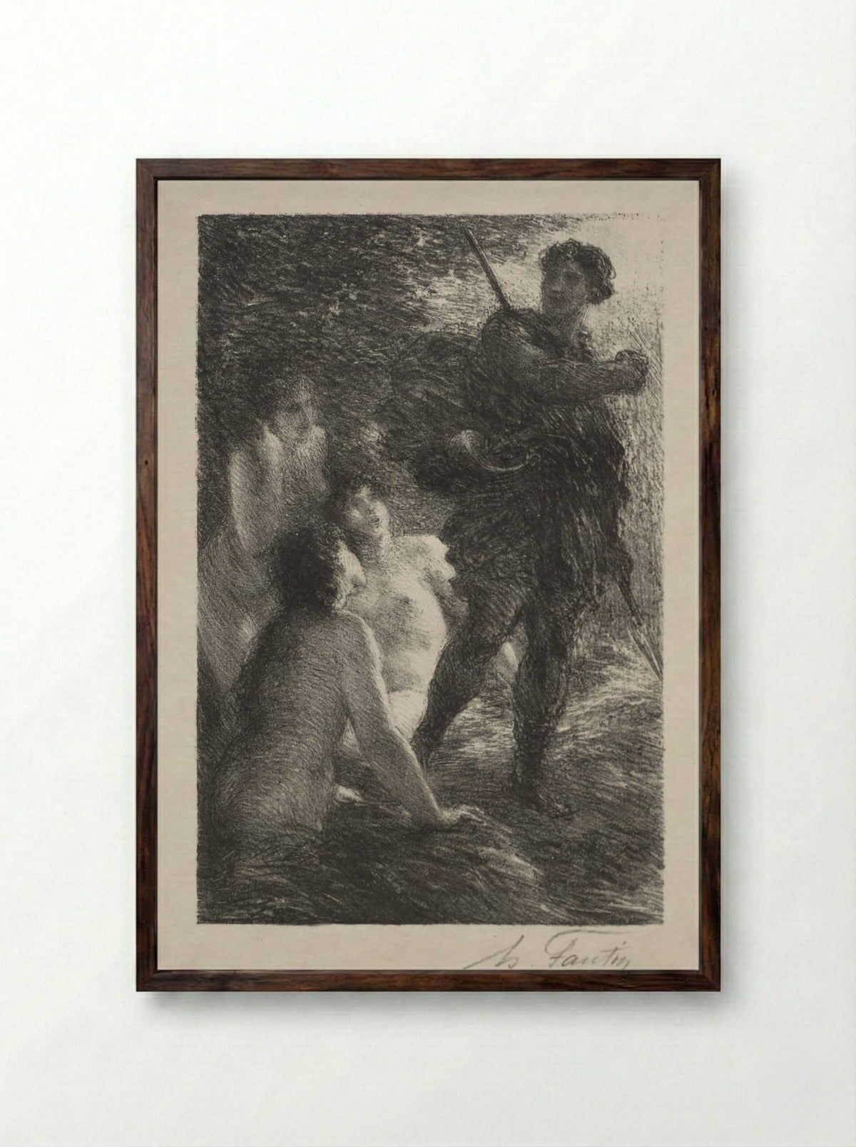 Twilight of the Gods, Act III: Siegfried and the Rhine Maidens - Henri Fantin-Latour - Framed Print Dark Wood