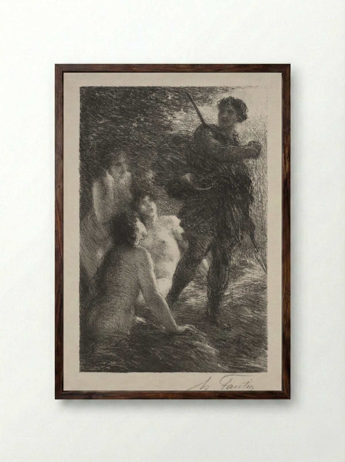 Twilight of the Gods, Act III: Siegfried and the Rhine Maidens - Henri Fantin-Latour - Framed Print Dark Wood
