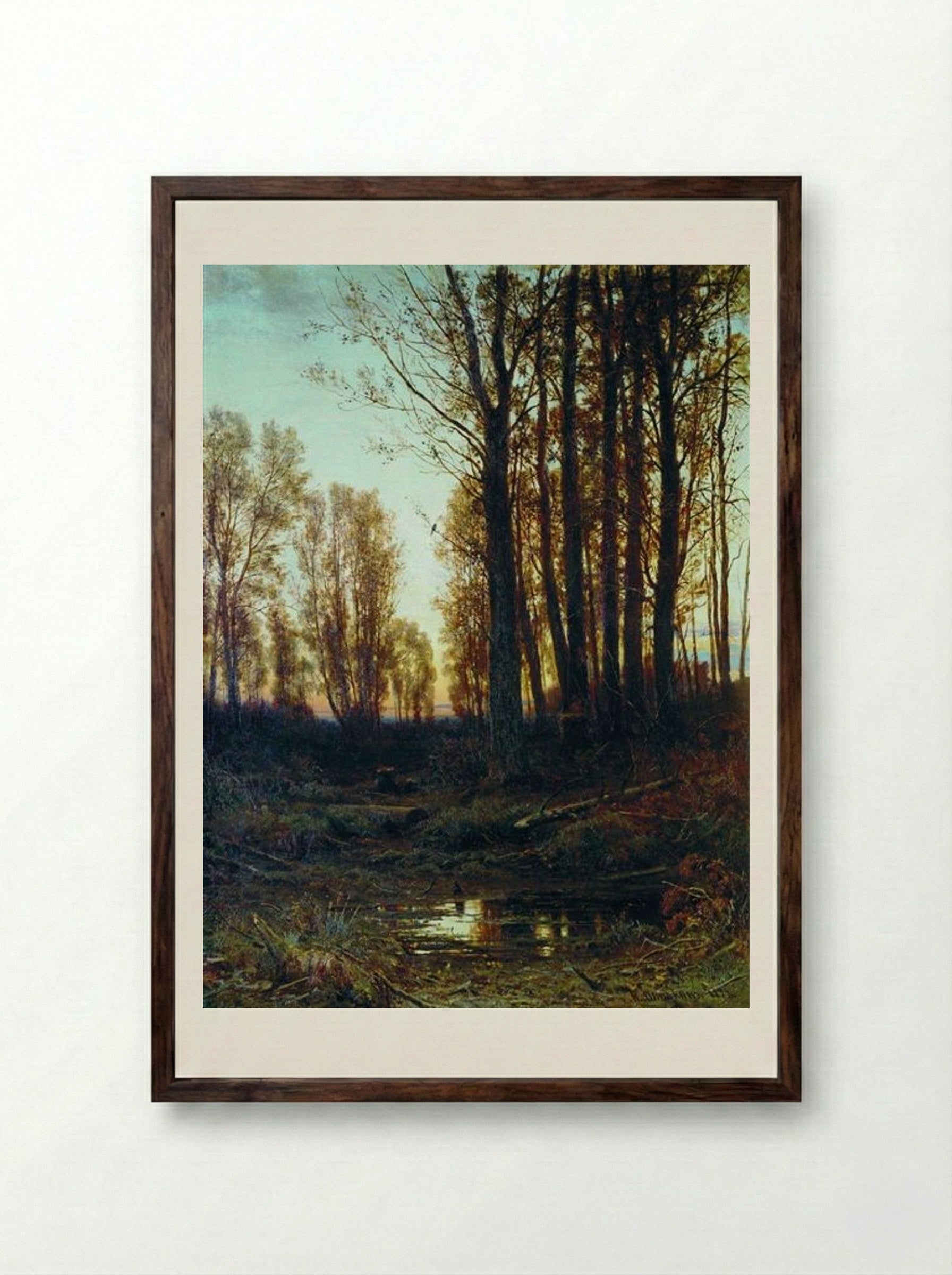 Twilight. After Sunset - Ivan Shishkin - Framed Print Dark Wood