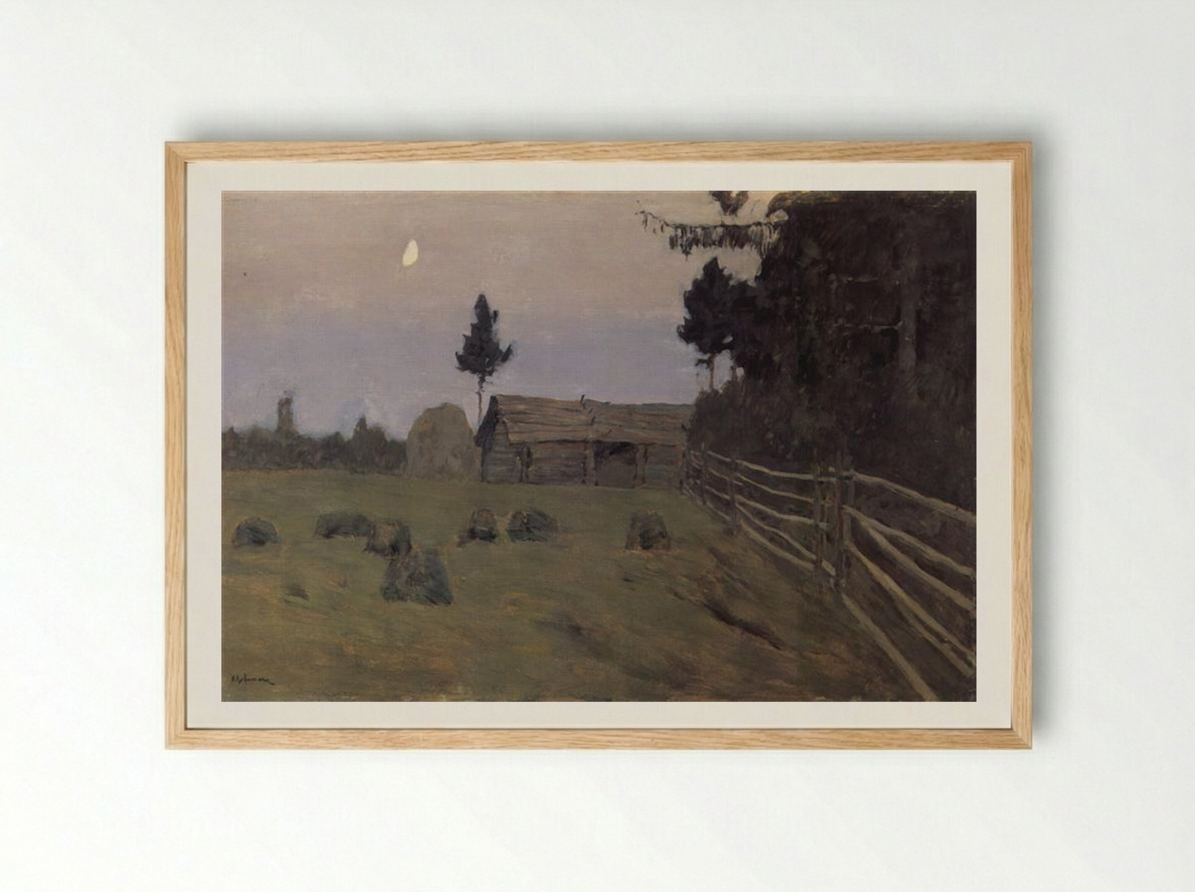 Twilight. Stacks - Isaac Levitan - Framed Print Wood