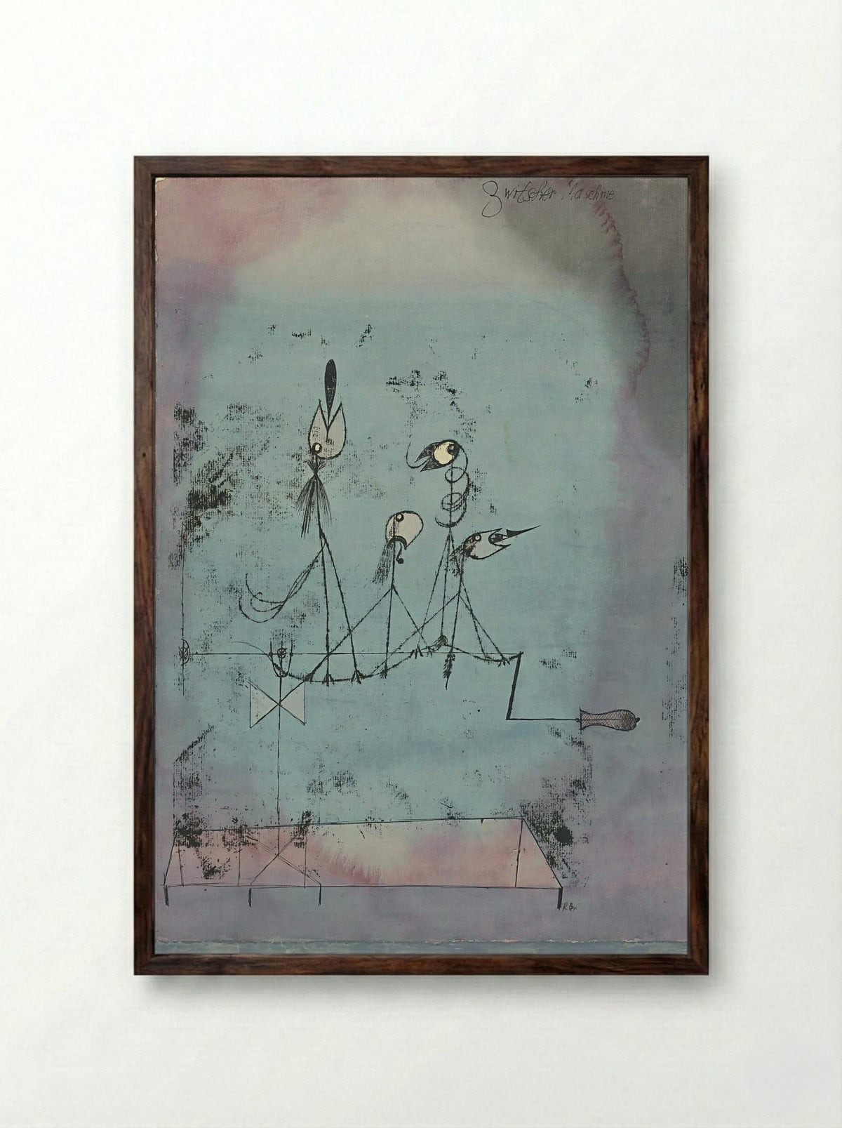 Twittering Machine - Paul Klee - Framed Print Dark Wood