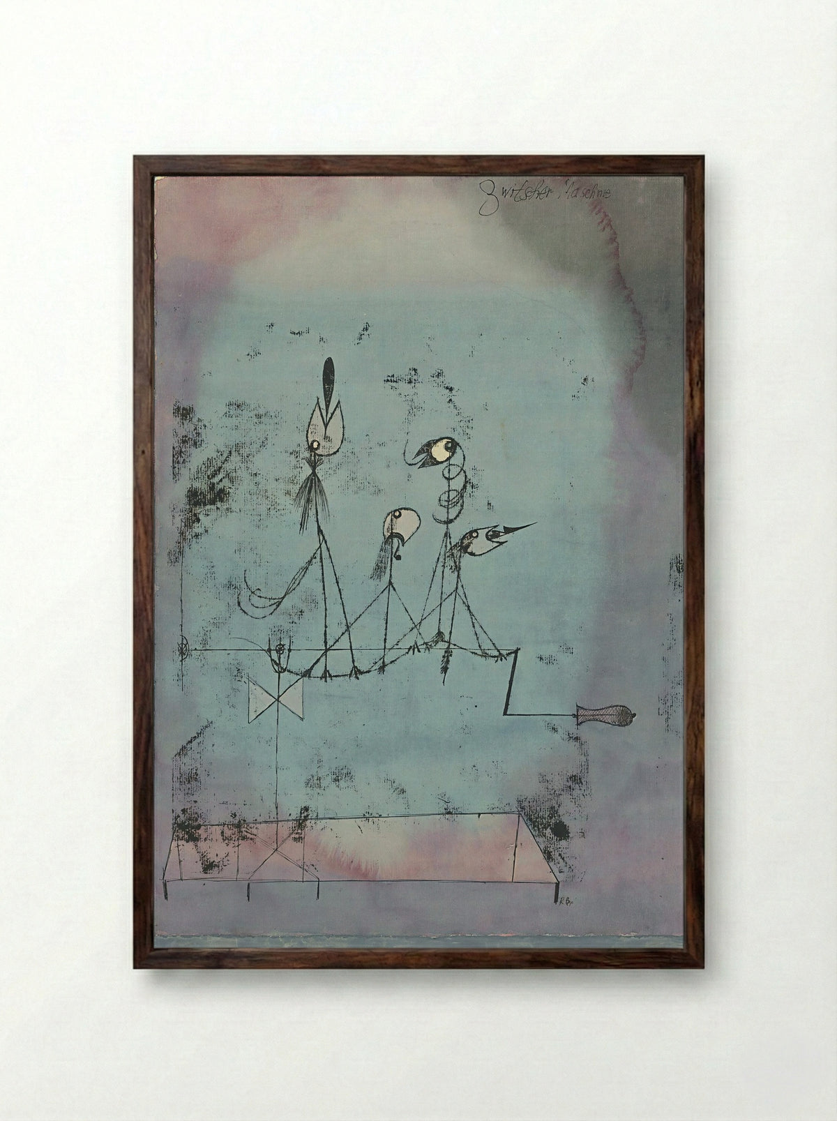 Twittering Machine - Paul Klee - Framed Print Dark Wood