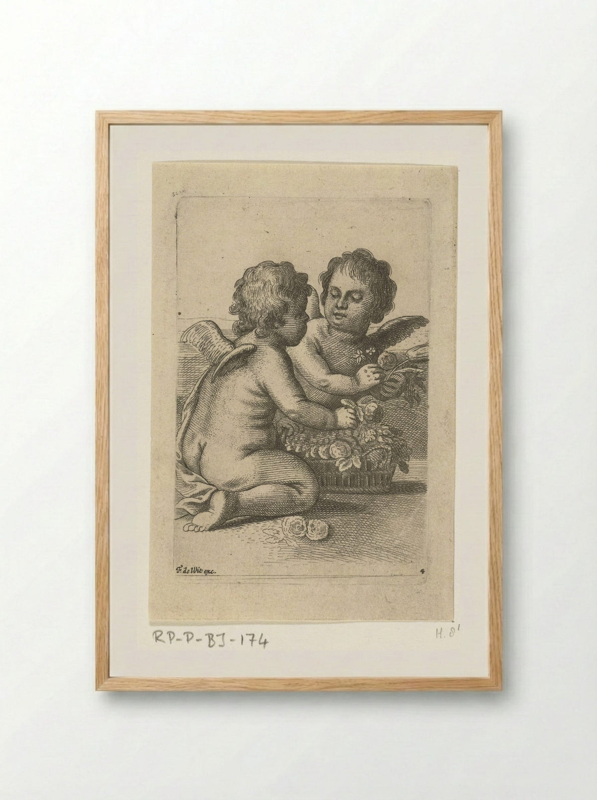 Two Angels with a Basket of Flowers - Pieter van Avont - Framed Print Wood