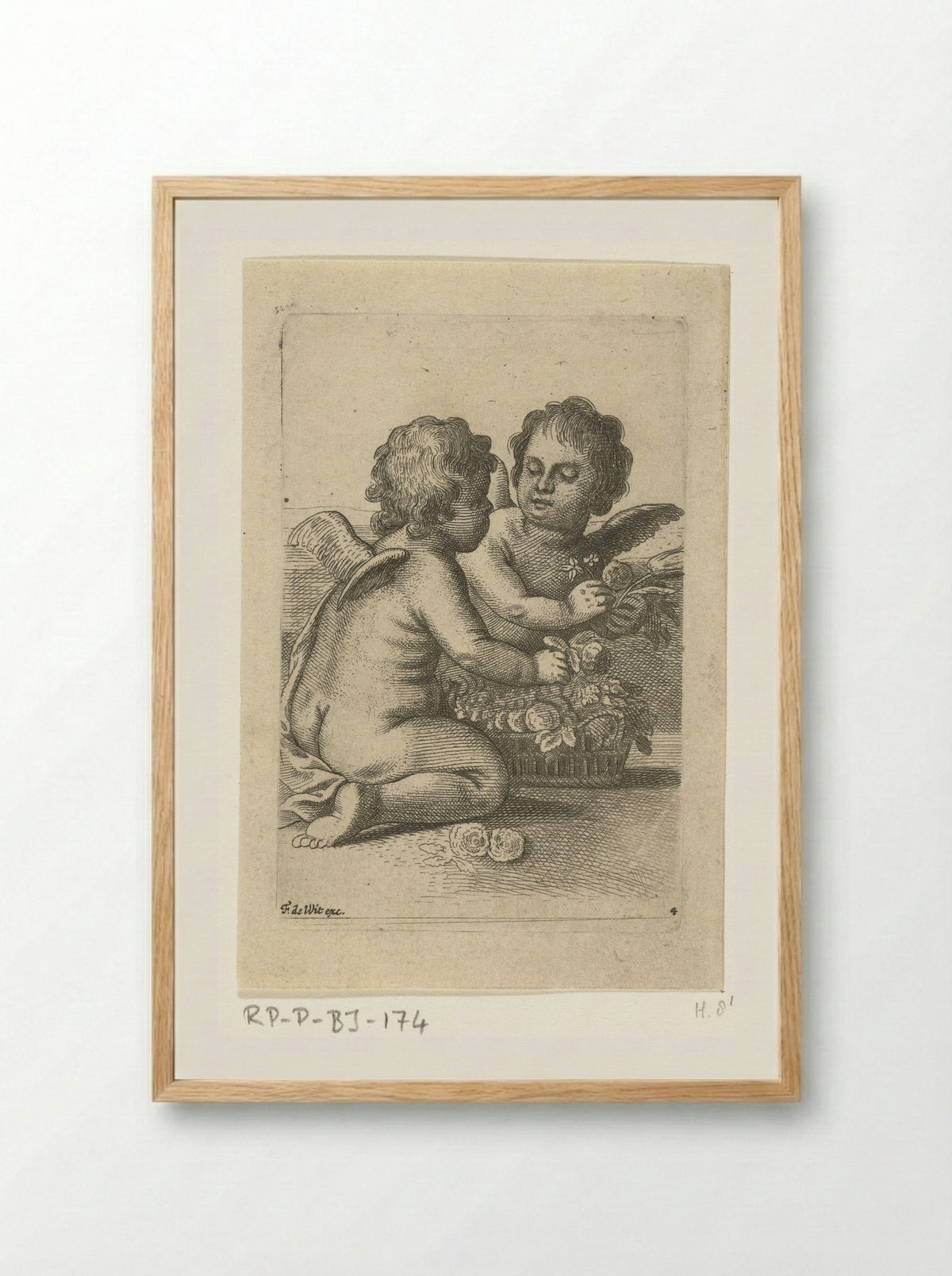 Two Angels with a Basket of Flowers - Pieter van Avont - Framed Print Wood