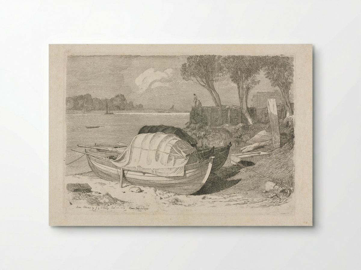 Two Beached Fishing Boats - Cornelius Varley - Poster