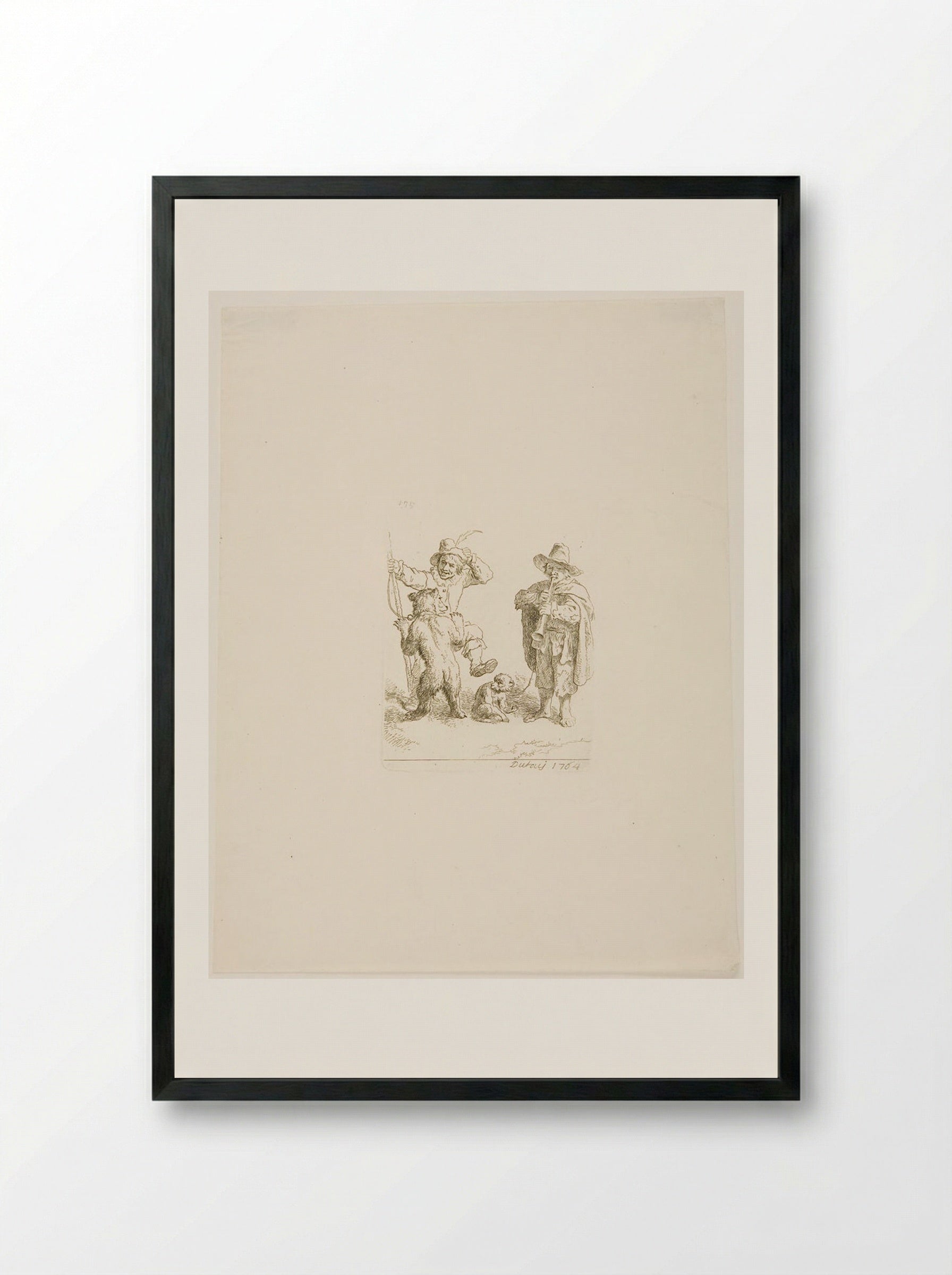 Two Bear Leaders - Christian Wilhelm Ernst Dietrich - Framed Print Black