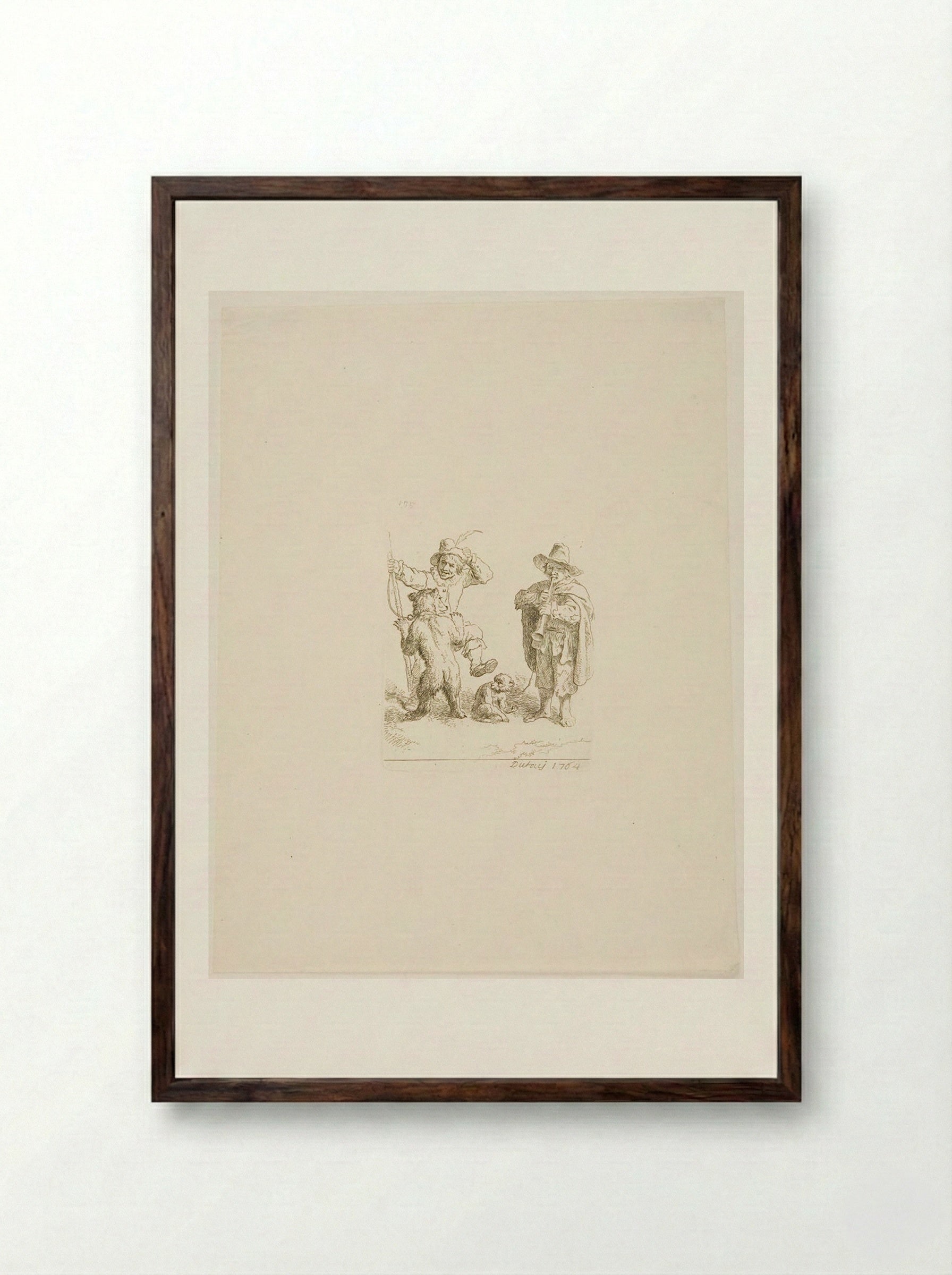 Two Bear Leaders - Christian Wilhelm Ernst Dietrich - Framed Print Dark Wood