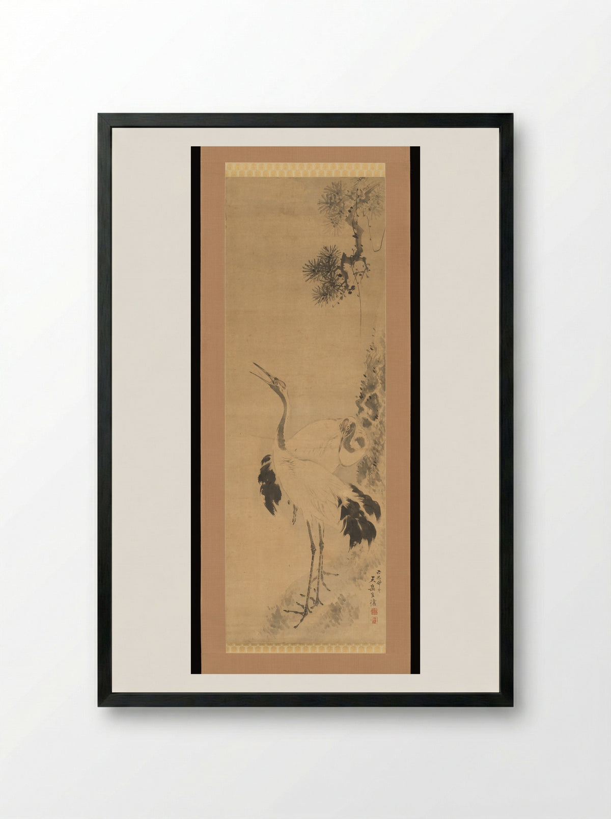 Two Birds - Ganjō Tengaku - Framed Print Black