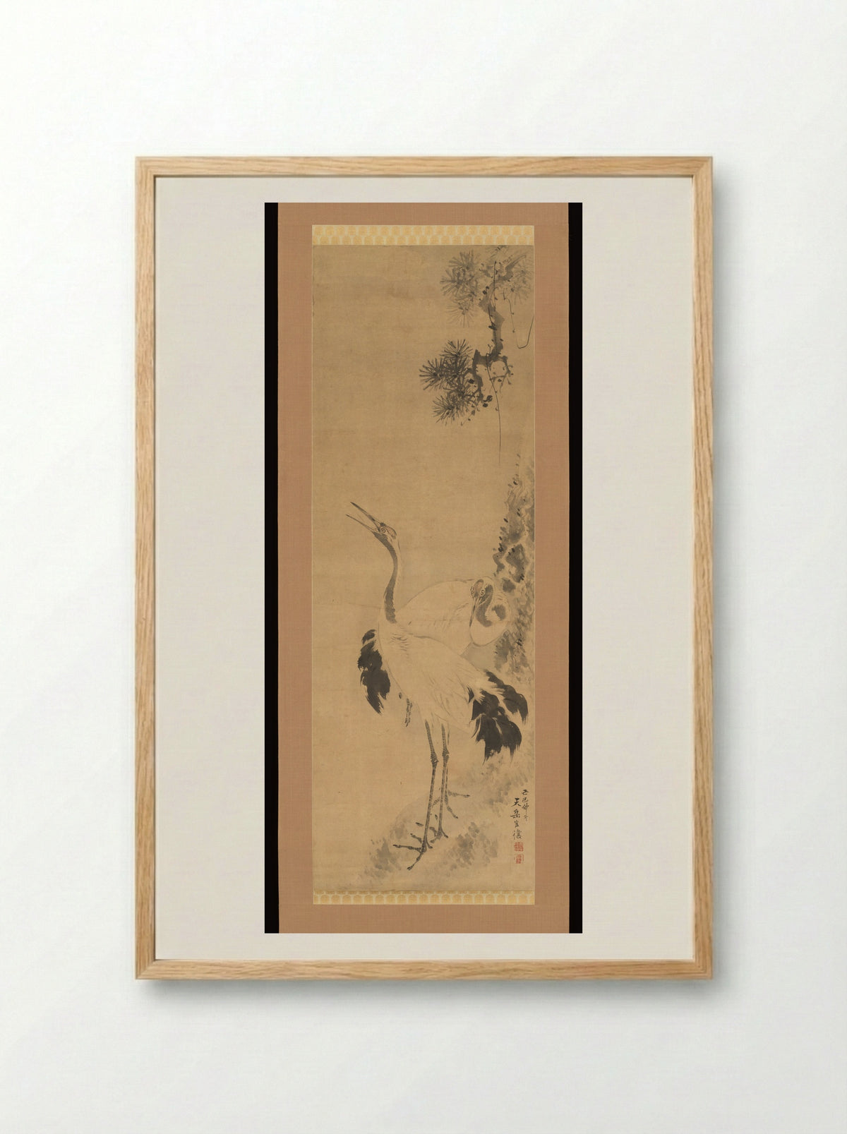 Two Birds - Ganjō Tengaku - Framed Print Wood