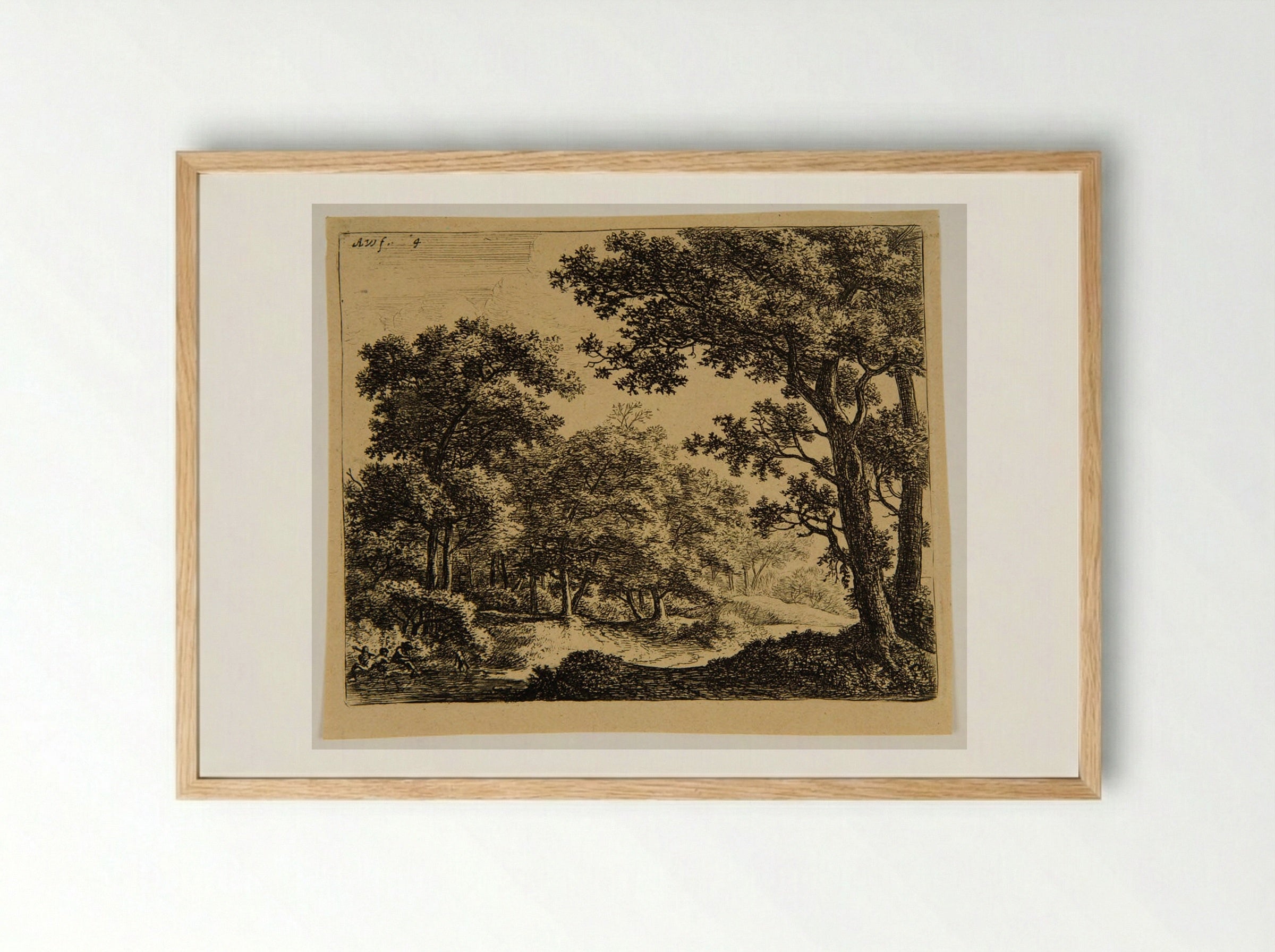 Two Boys and their Dog at the Border of the Water - Anthonie Waterloo - Framed Print Wood