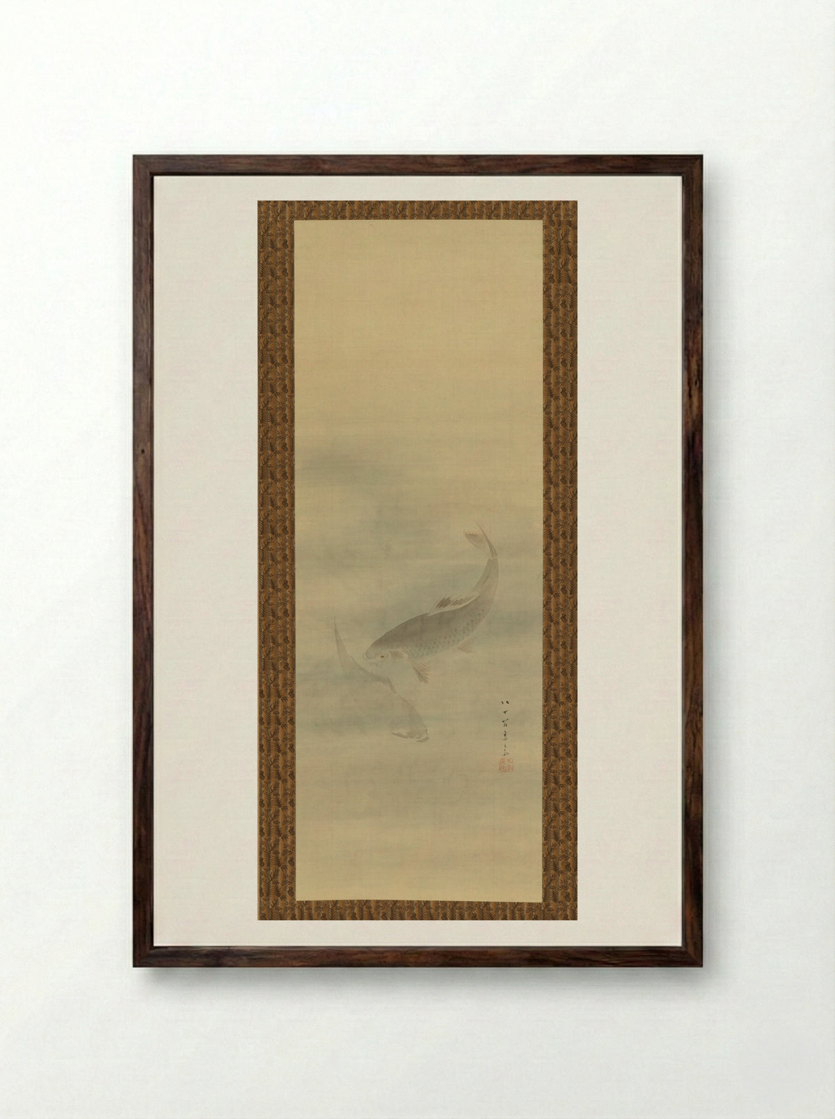 Two Carp - Kikuchi Yōsai - Framed Print Dark Wood
