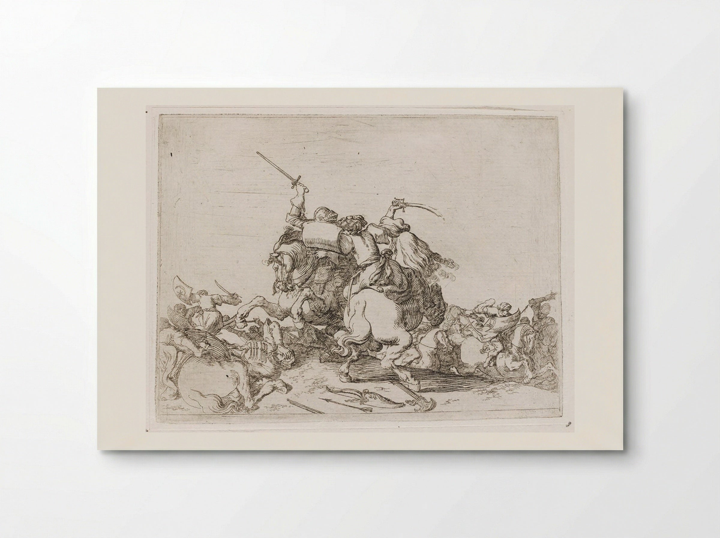 Two Cavalrymen Battling Each Other with Sword and Saber - Johann Wilhelm Baur - Poster