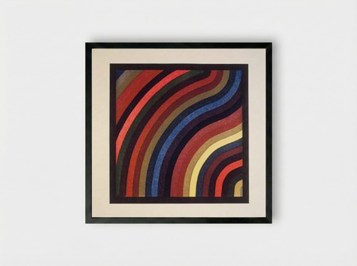 Two Centimeter Wavy Bands in Colors - Sol LeWitt - Framed Print Black
