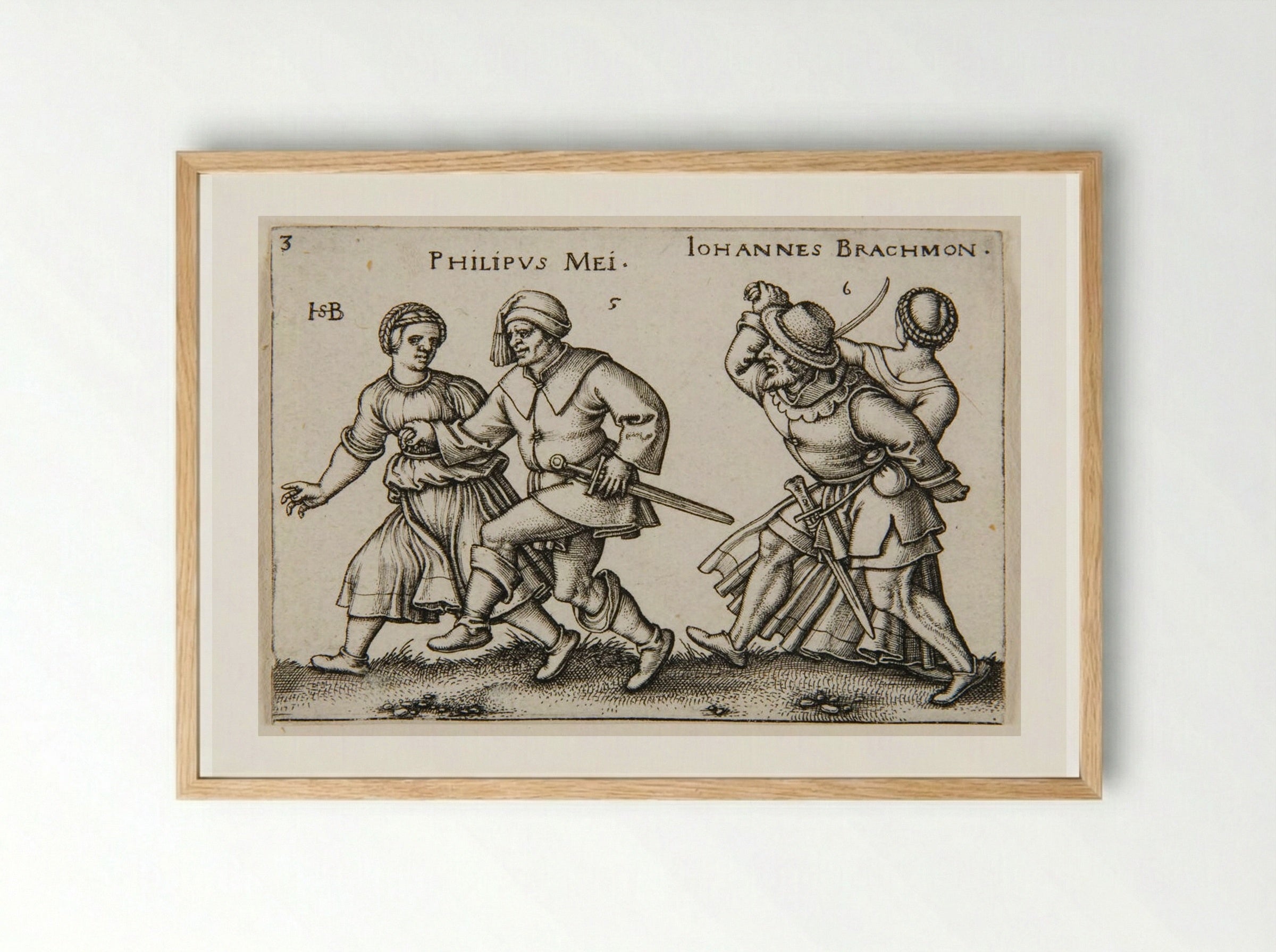 Two Couples Dancing - Sebald Beham - Framed Print Wood