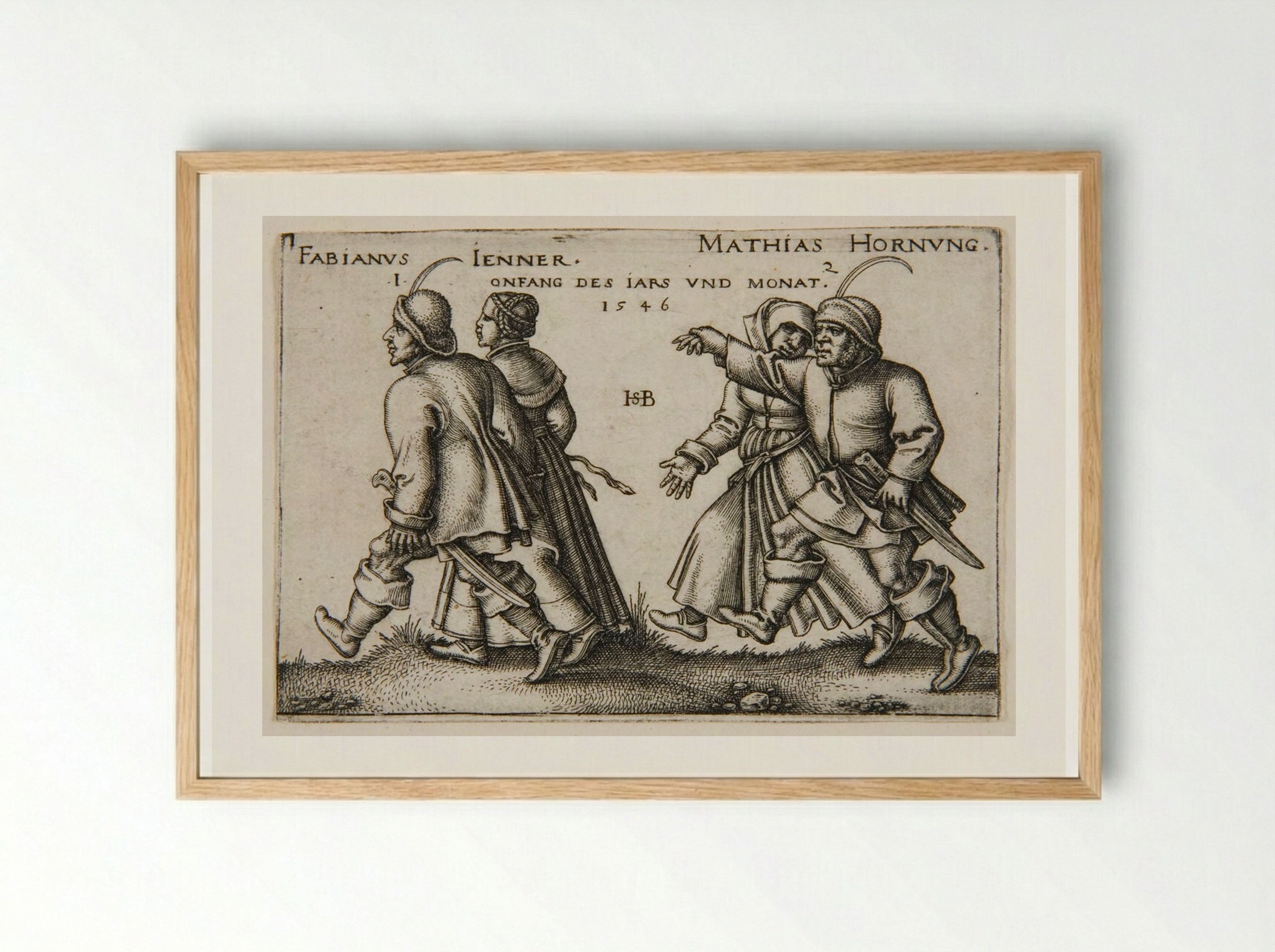 Two Couples Walking - Sebald Beham - Framed Print Wood
