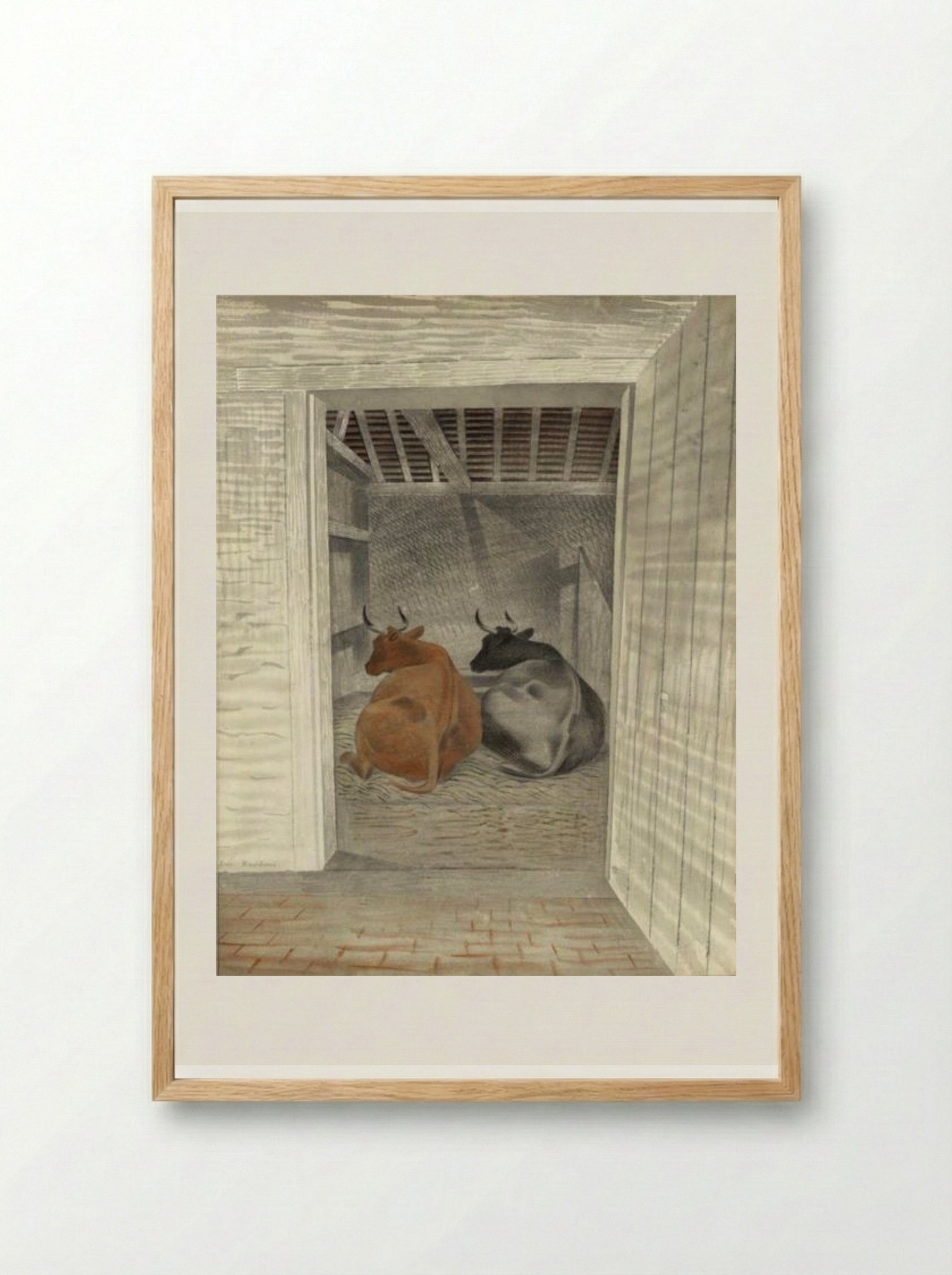 Two Cows - Eric Ravilious - Framed Print Wood