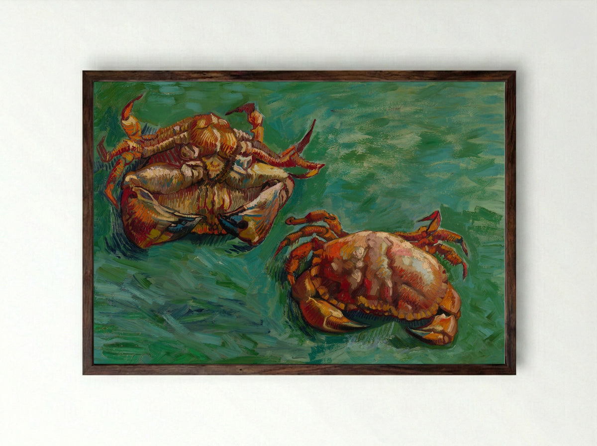 Two Crabs - Vincent van Gogh - Framed Print Dark Wood