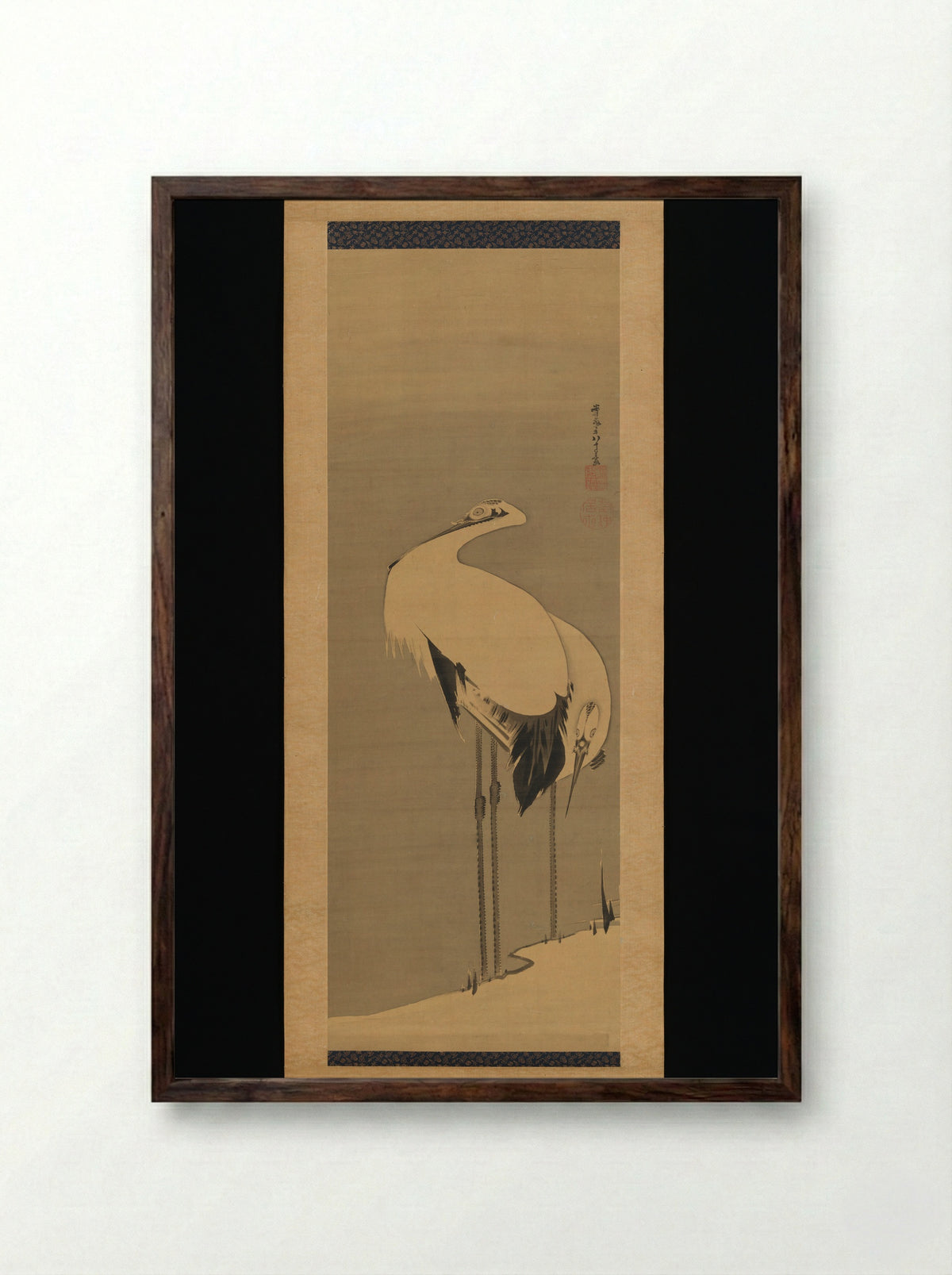 Two Cranes - Itō Jakuchū - Framed Print Dark Wood