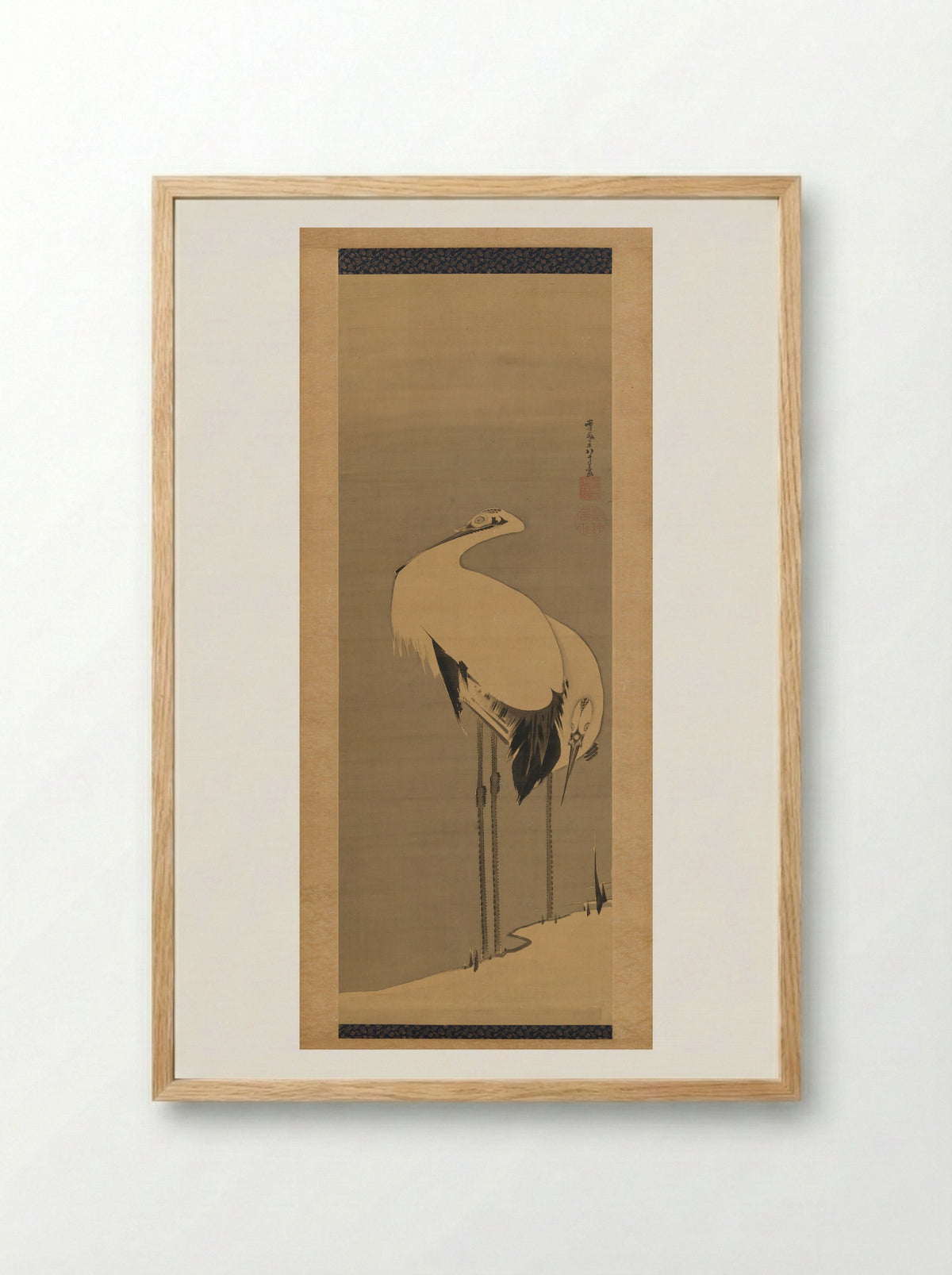 Two Cranes - Itō Jakuchū - Framed Print Wood